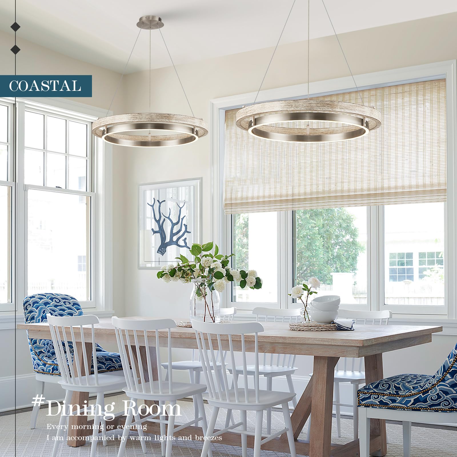 Led Ring Chandelier Weathered Wood Nickel Chandelier Dimmable Round Foyer Chandeliers Light Farmhouse Circular Chandeliers For D