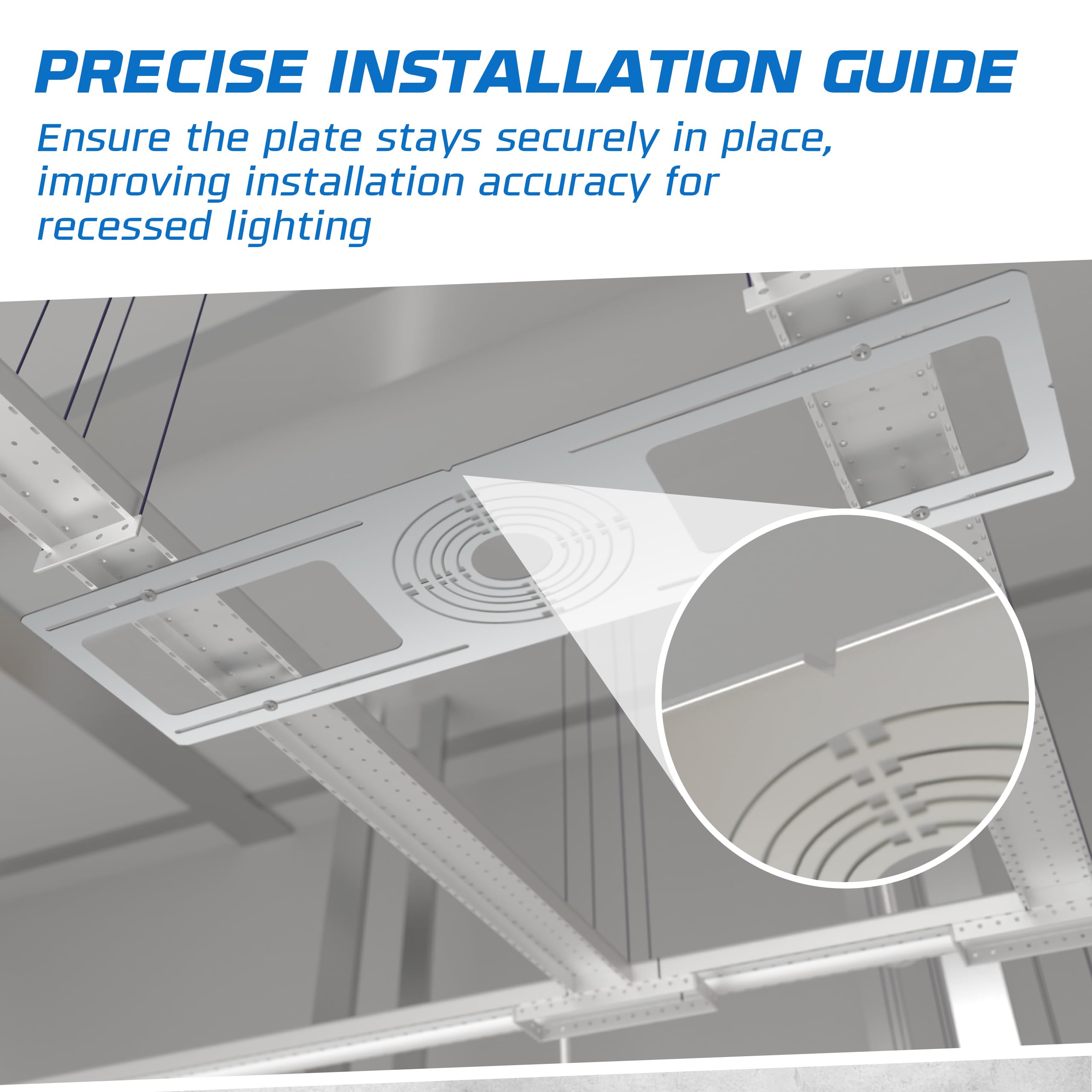 Ohlectric 24-Pack New Construction Recessed Light Mounting Plates  Flat Steel Rough-In Brackets - Symmetric Round Holes W/Multiple Cutouts 2  Til 6  Adjustable Panel For Led Wafer & Recessed Lighting