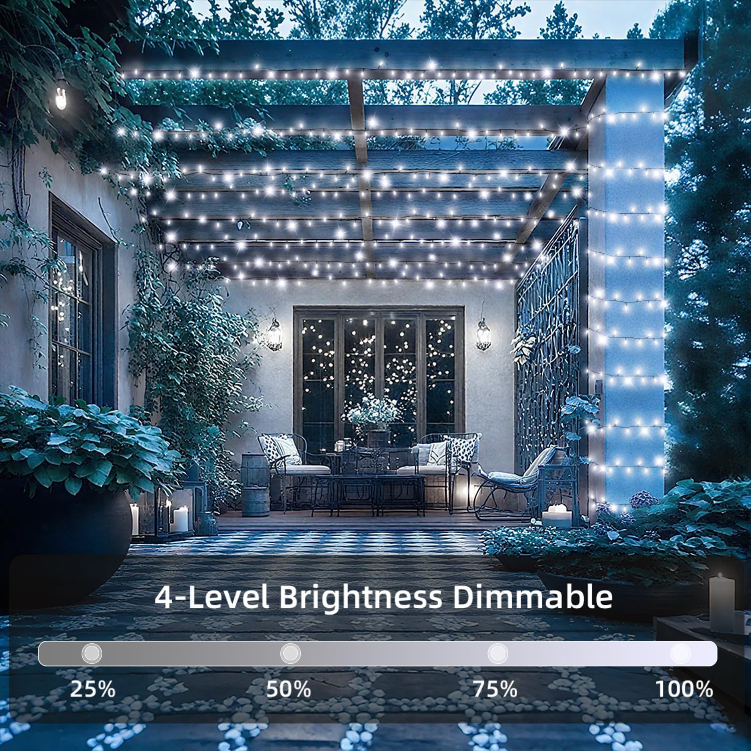 200 Ft 500 Led Christmas Lights Outdoor Decorations Super Long Fairy Lights Waterproof 8 Modes Timer Clear Wire String Lights For Outside House Tree Patio Yard Wedding Party Holiday-Cool White
