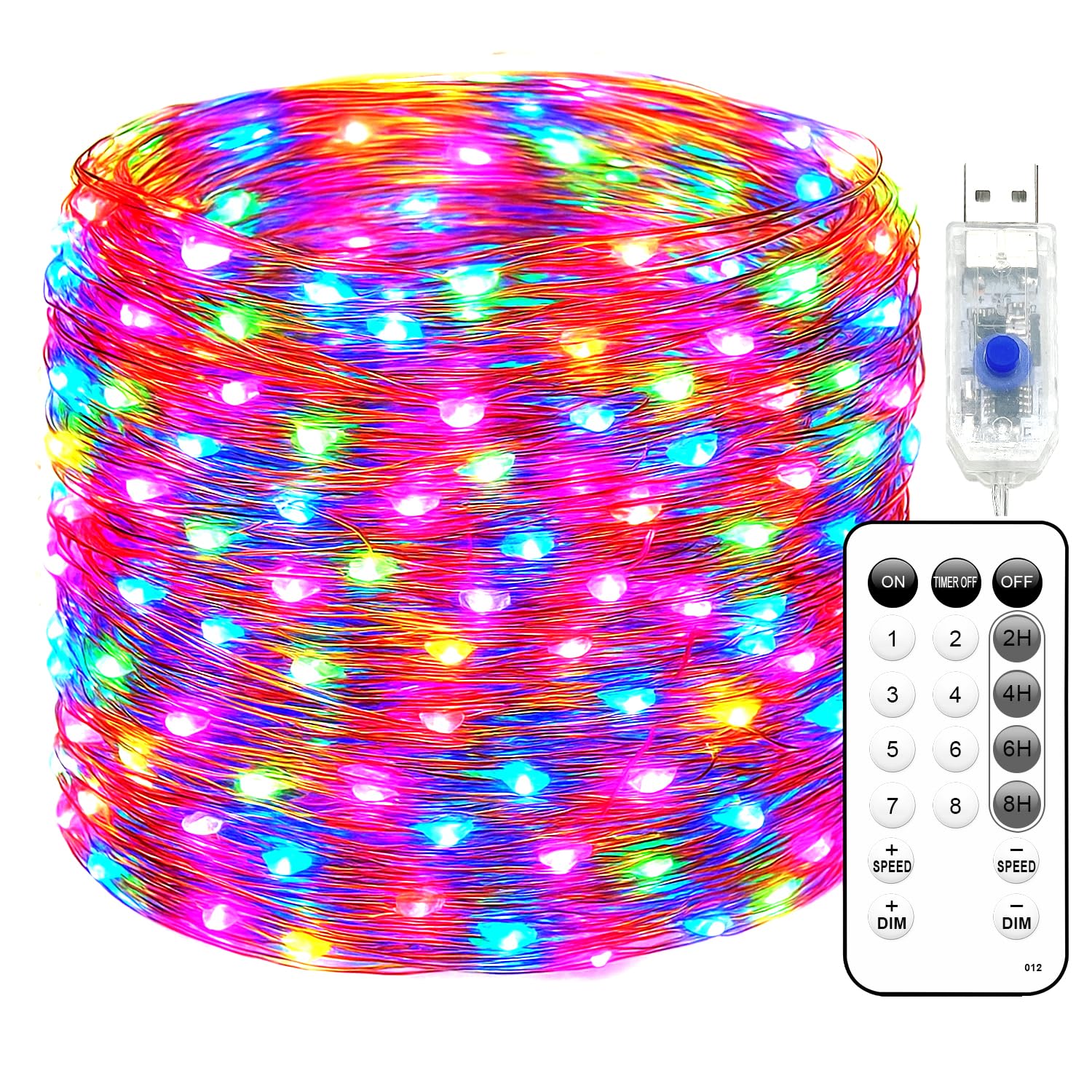 Fairy Lights 72ft 220 LED USB Twinkle String Lights Plug in Copper Wire Lights with Remote and Timer 8 Modes Outdoor Waterproof Starry Lights DIY Party Wedding Christmas Decoration(Cool White)