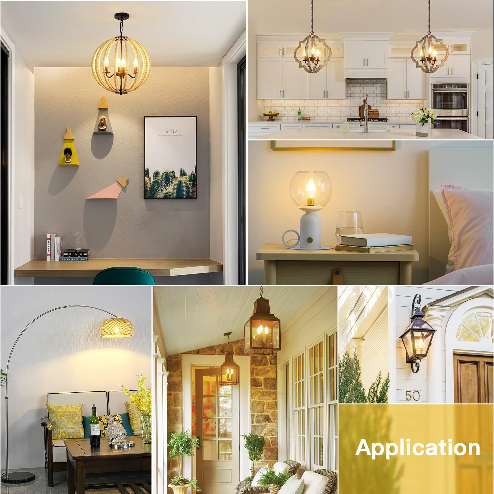 Maxvolador E12 Led Candelabra Light Bulbs 60W Equivalent, Soft White 3000K 600 Lumens Chandelier Bulb, 6W B11 Candle Base, Non-Dimmable, Pack Of 6