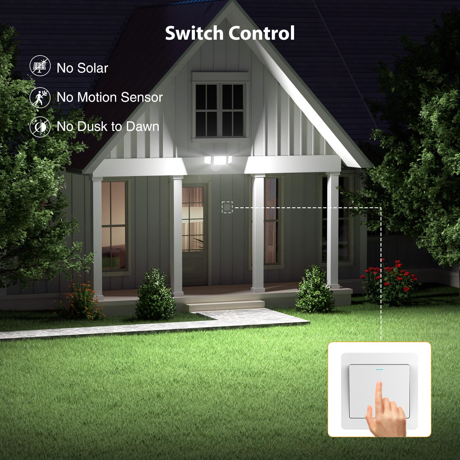 Onforu 80W 9000Lm Flood Lights Outdoor, Brightness Security Led Flood Lights With 3 Adjustable Heads, Switch Controlled, Ip66 Wa