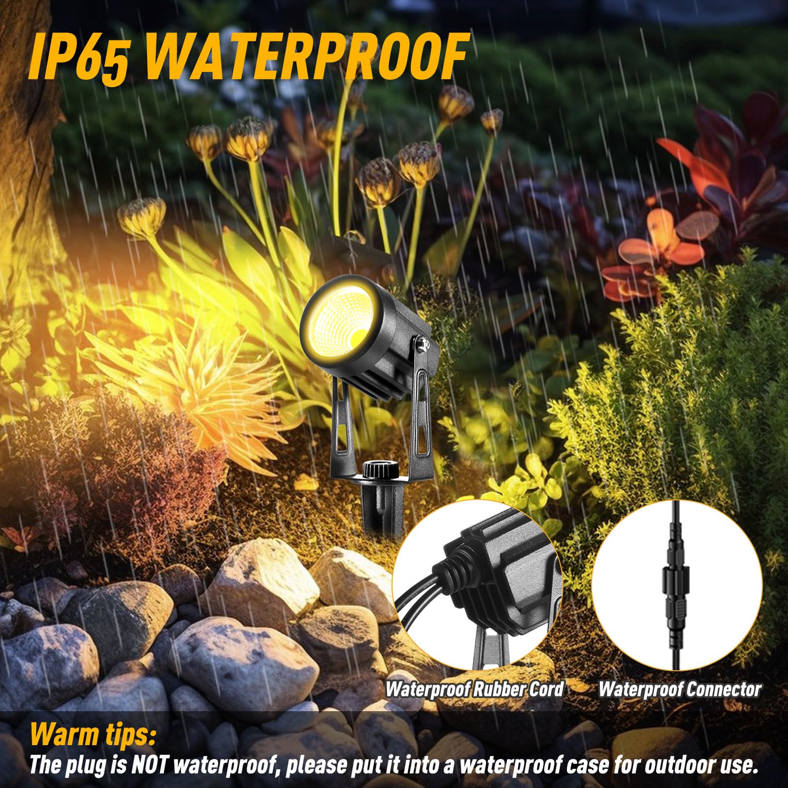 Ecowho 6 Pack 3W Low Voltage Landscape Lights, 2700K Warm White Waterproof Led Spot Lights