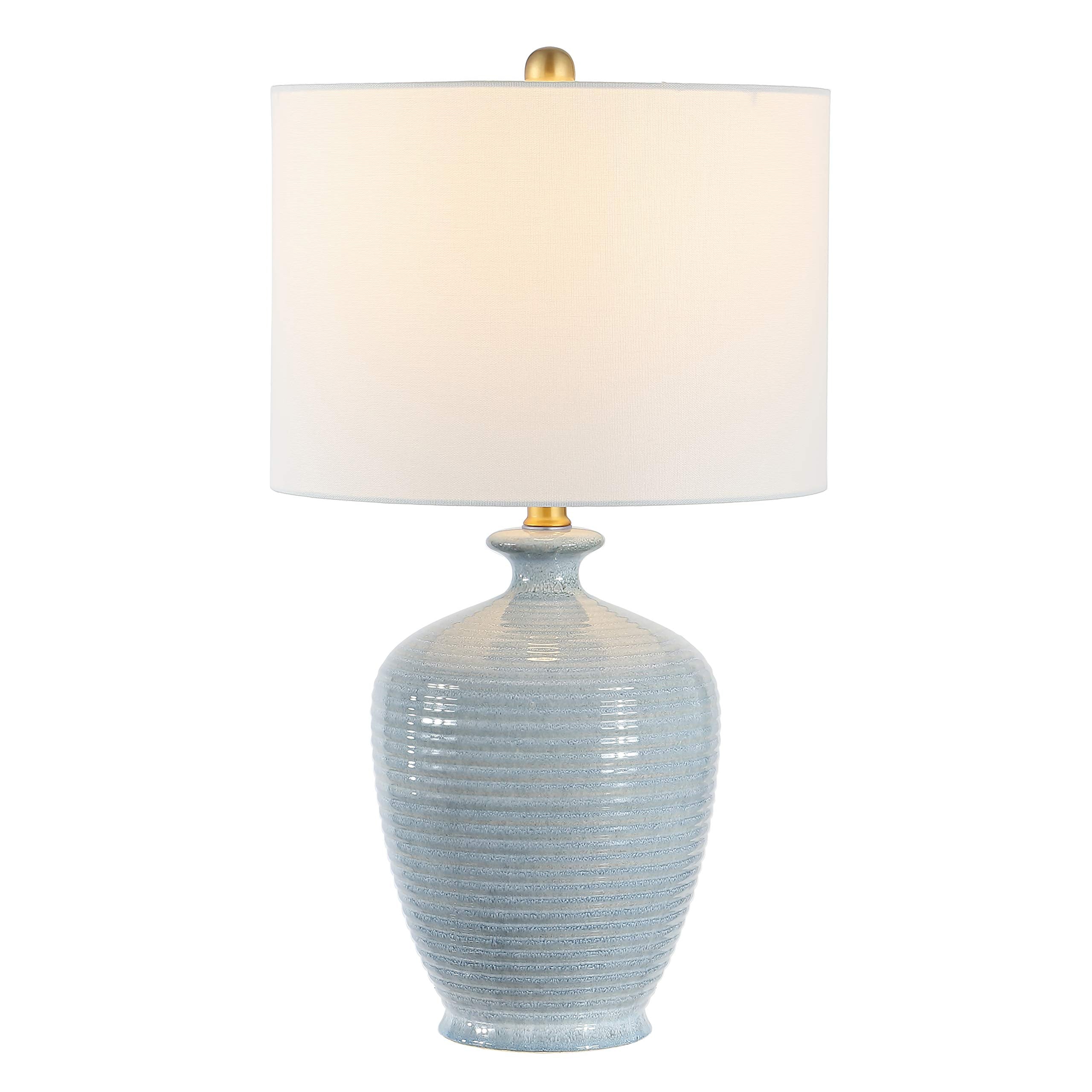 SAFAVIEH Lighting Collection Hanron Modern Blue 26-inch Bedroom Living Room Home Office Desk Nightstand Table Lamp (LED Bulb Inc