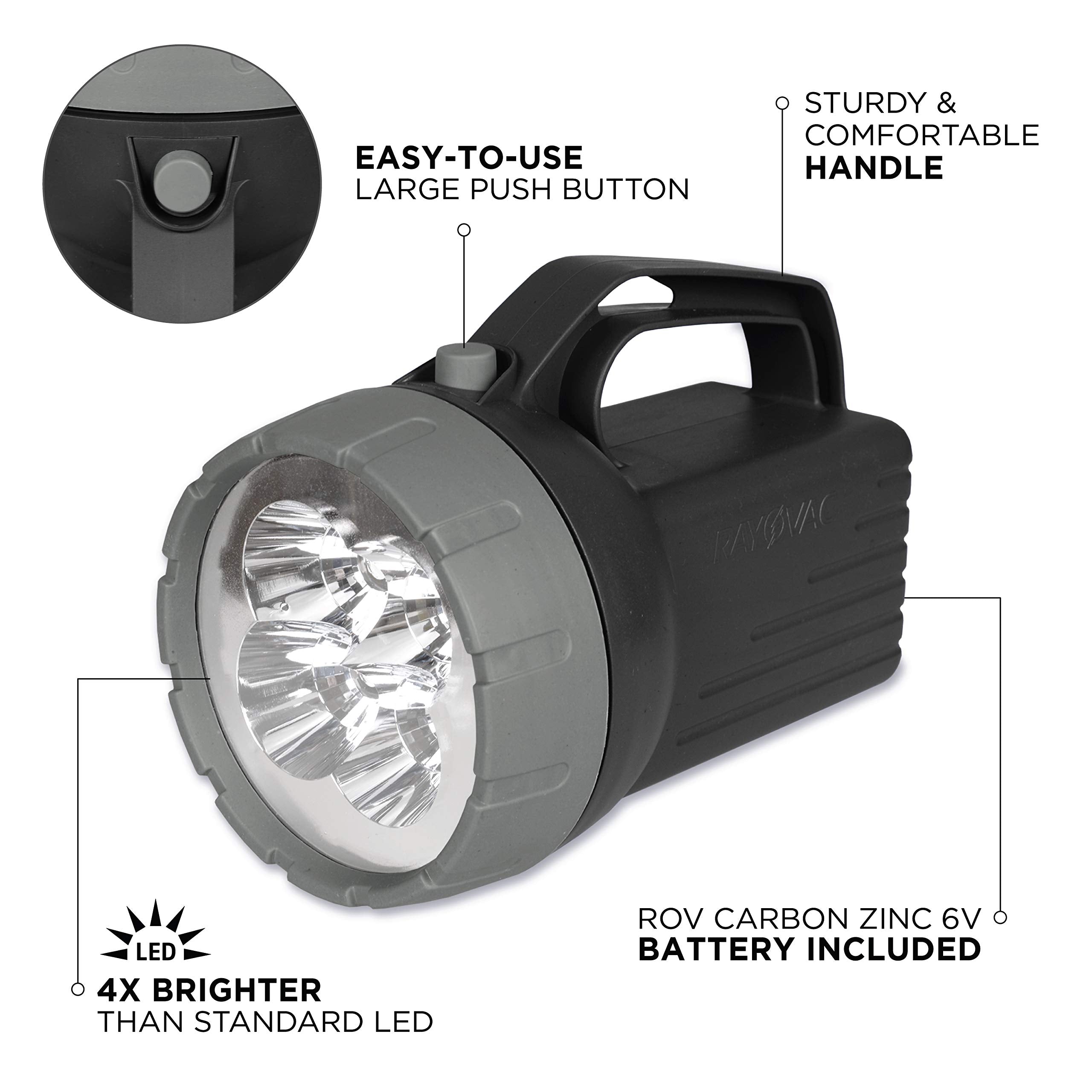 Rayovac LED Flashlight - Floating Camping Light, 6V Battery Included, Black, Pack of 1, Model BEPLN6V-BTA