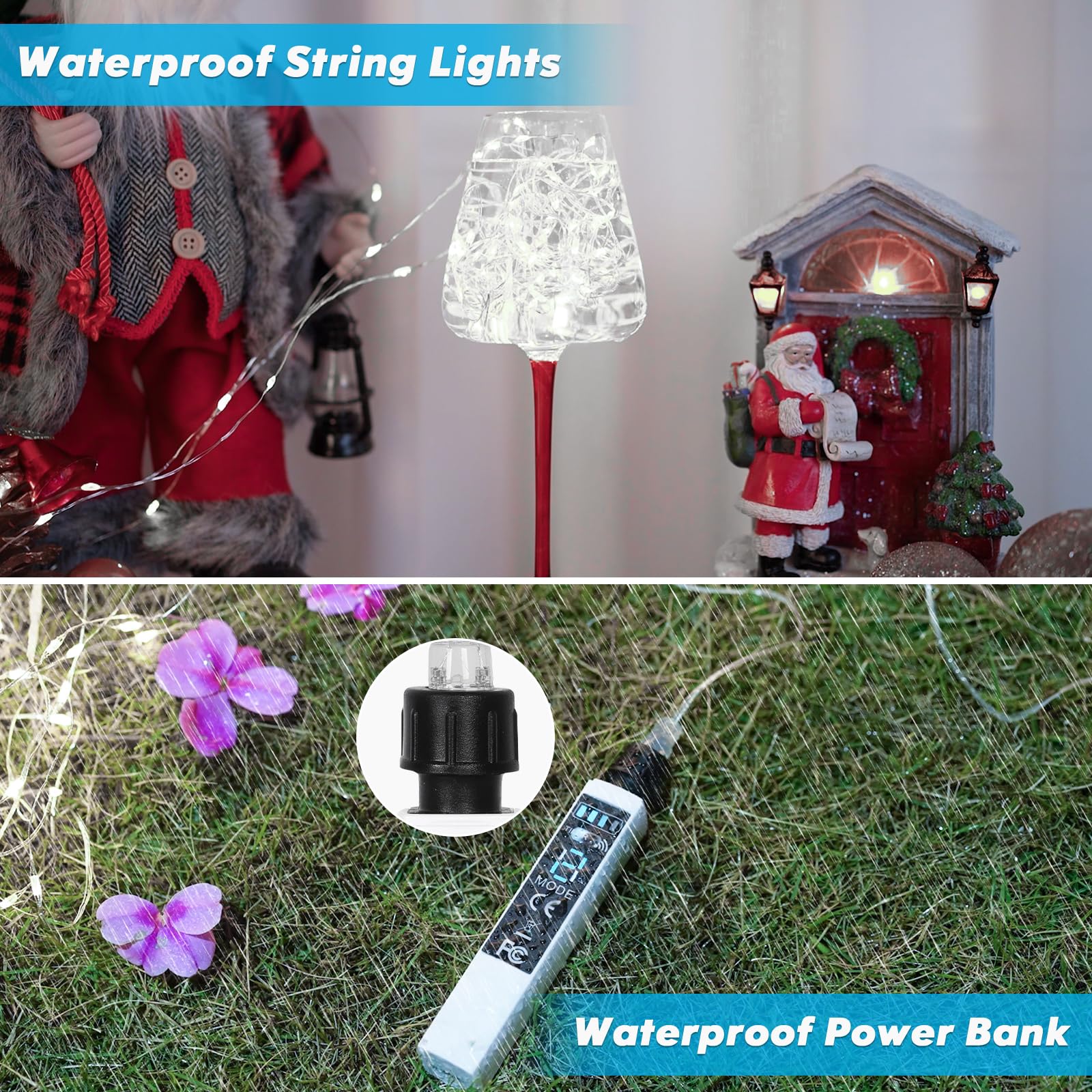Lakumu Fairy Lights, 132FT Battery Operated, Cool White LED, with Remote & Timer, Model LH-01, Waterproof for Indoor/Outdoor Use