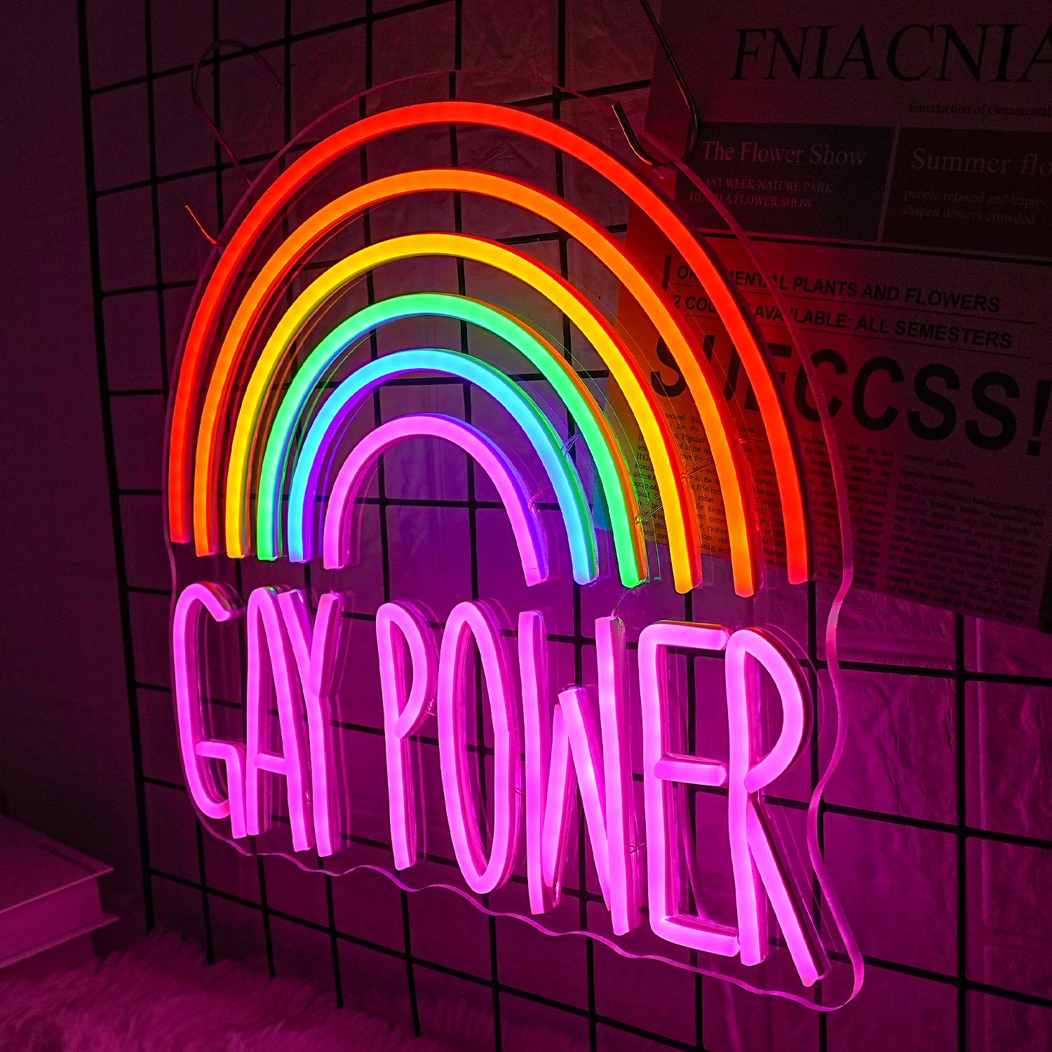 LMSIGNLY Neon Sign - Dimmable Rainbow 'Gay Power' Light for Wall Decor - Perfect for Bedroom, Bar, Club, and Pride Celebrations