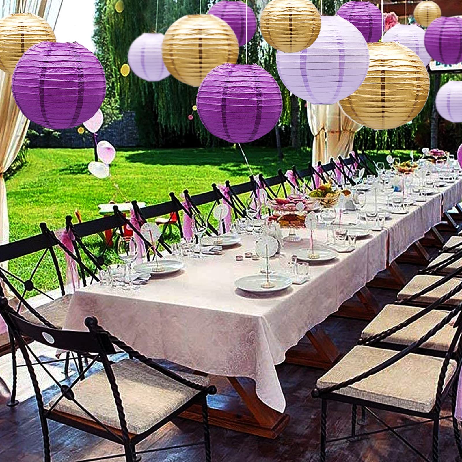 Round Chinese Paper Lanterns Decorative 14Pcs Wedding Birthday Party Valentine'S Day Baby Showers Decoration Violet
