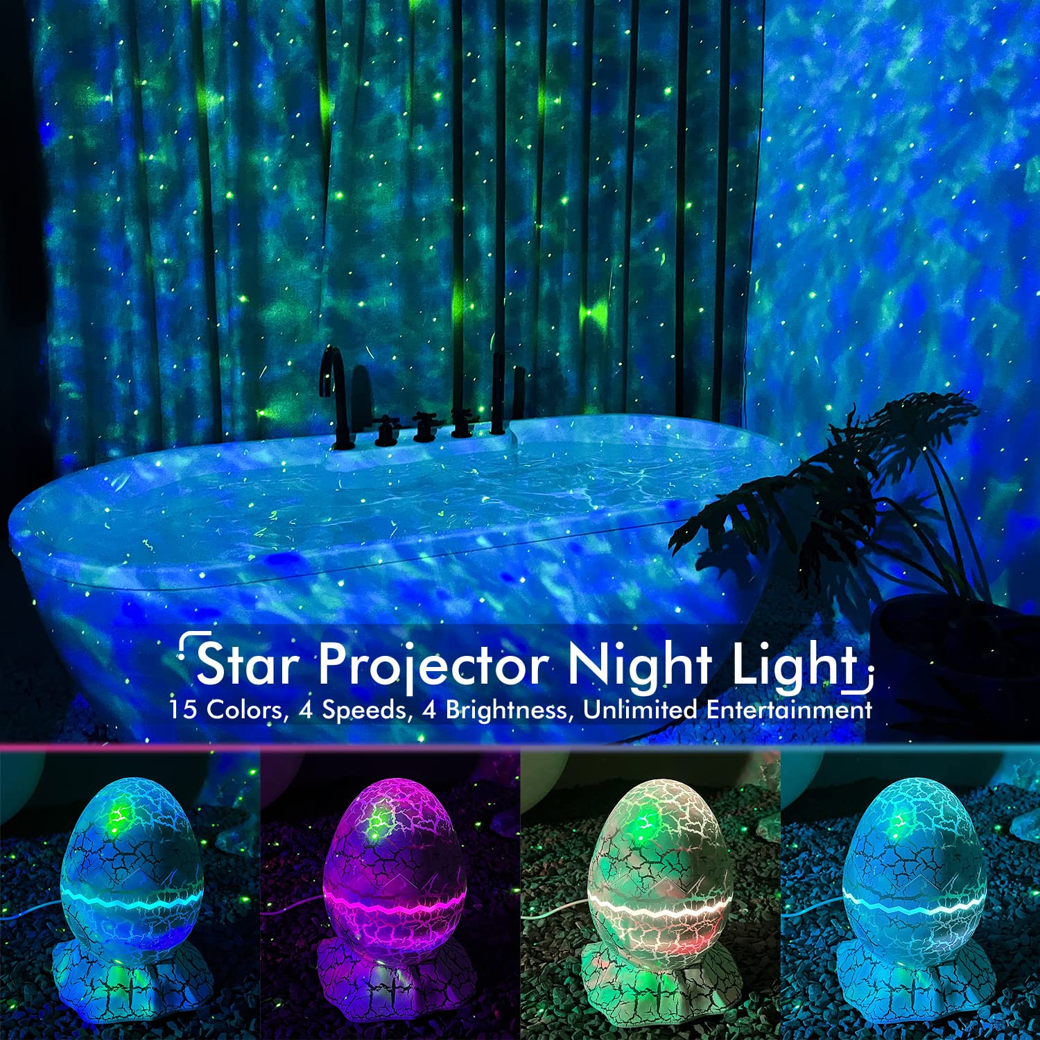 Rossetta Star Projector, Galaxy Projector For Bedroom, Smart App Star Light Projector With Bluetooth Speaker And White Noise, Ni