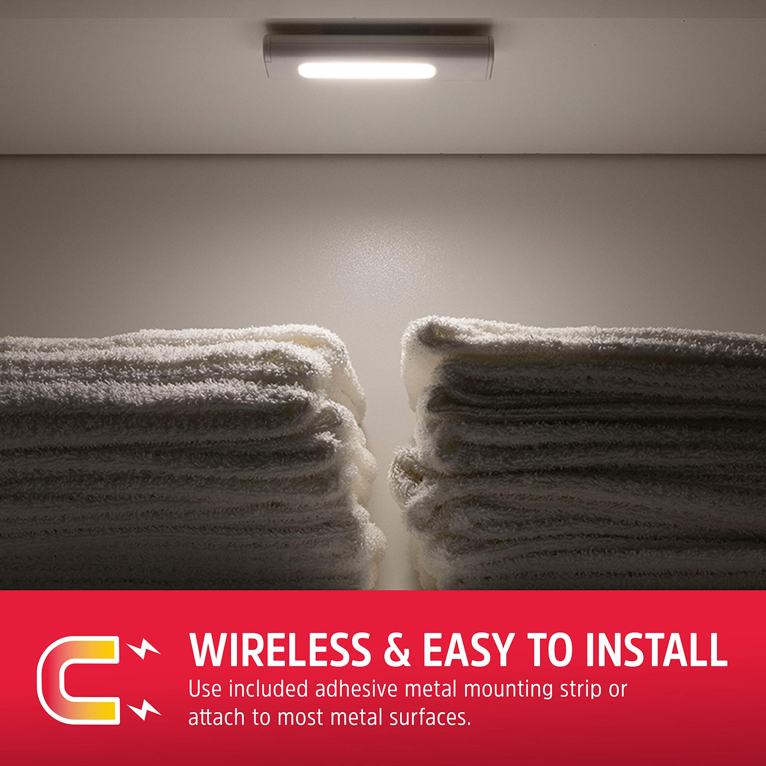 Energizer Led Under Cabinet Light, Battery Operated, Dimmable, Manual On/Off, Wireless, Wall Magnet Mount, Under The Counter Lig