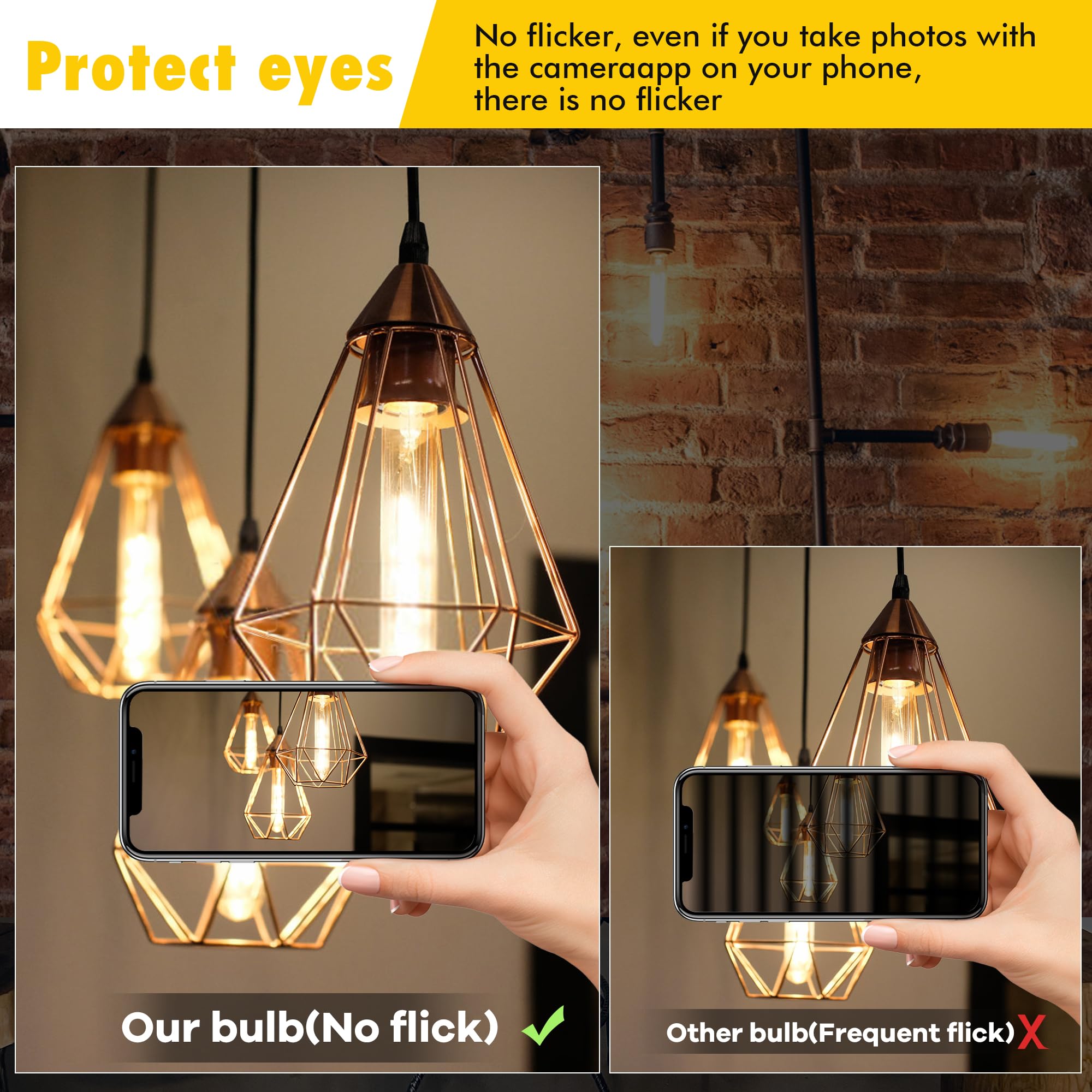 Grensk Dimmable E26 Led Tubular Light Bulbs 40Watt, 4.96 Inches T10 T30 4W 400Lumens Vintage Edsion Bulbs,2700K Warm White Filament Light Bulbs For Chandelier Light Or Industrial Wall Sconces,2 Pcs