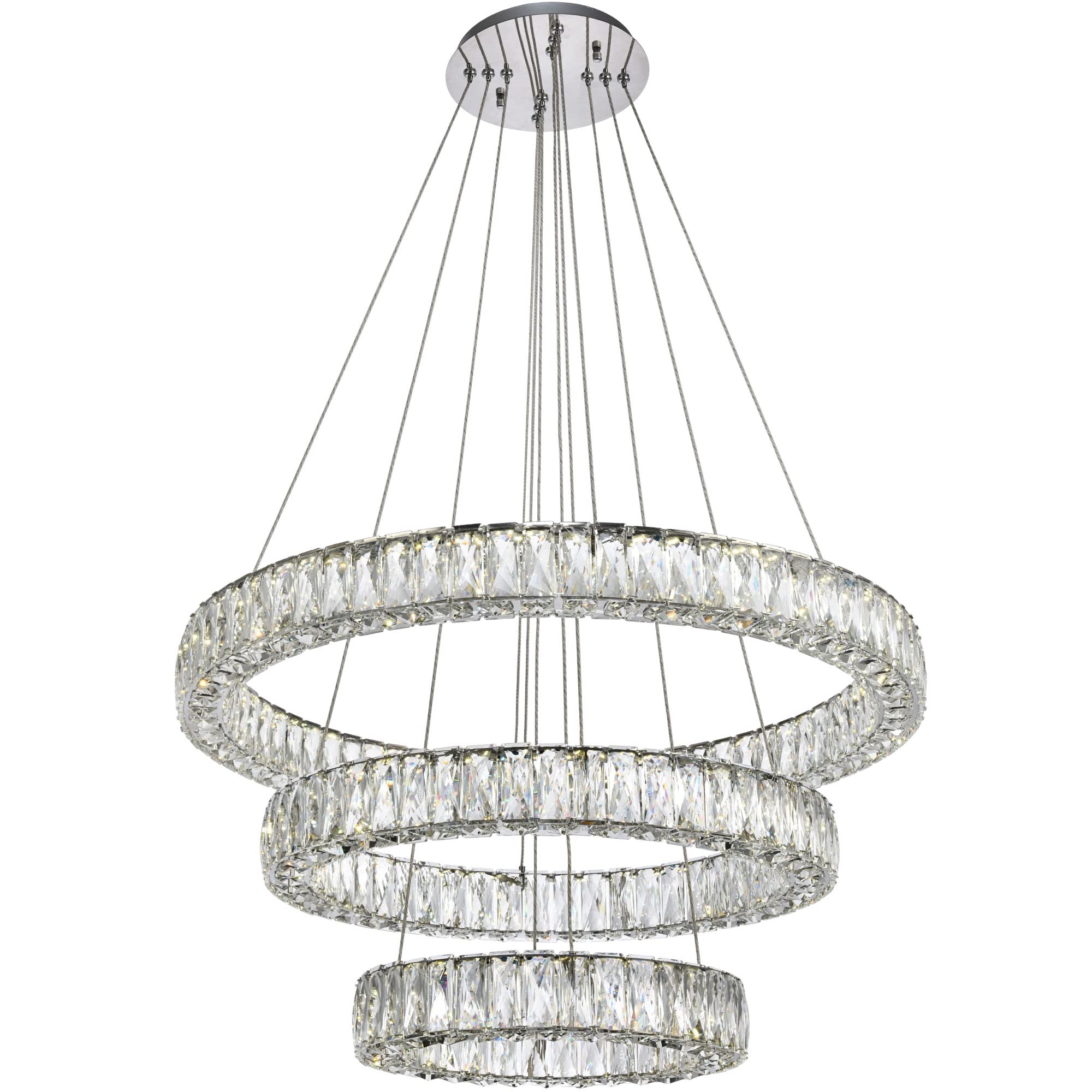Elegant Decor Indoor Modern Monroe Integrated LED chip Light Chrome Chandelier Clear Royal Cut Crystal - 31.5x31.5x21