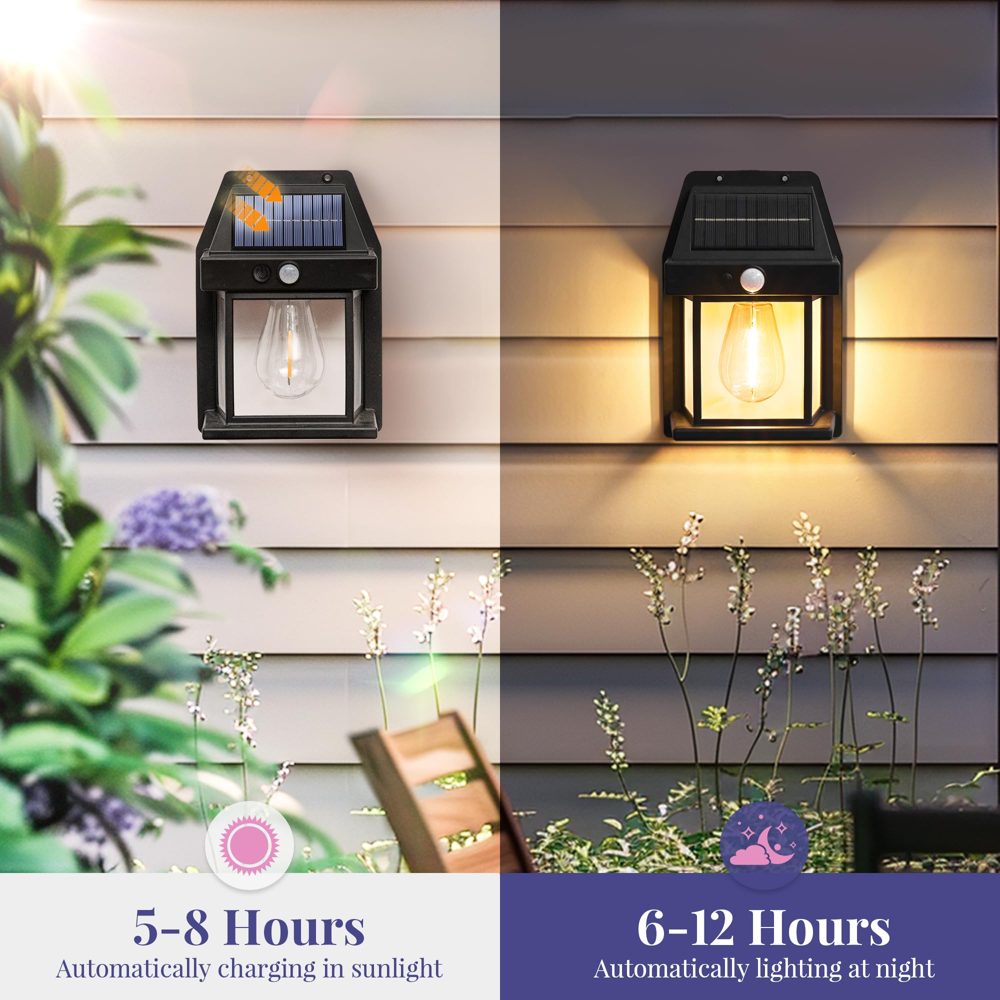 Solpex 2 Pack Solar Motion Lights Outdoor Waterproof, Solar Porch Lights Outdoor For Door, Shed, Patio, Garage, Yard Outside Dec