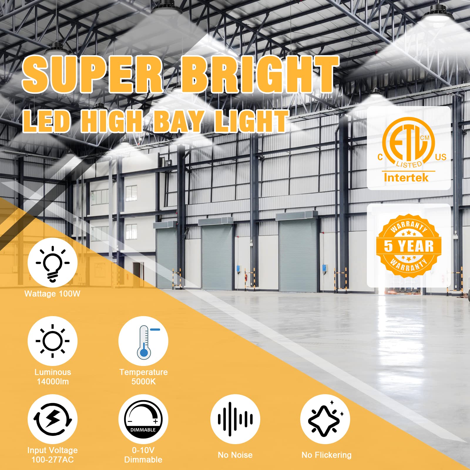 Jc-Lgl Ufo Led High Bay Light 100W 4Pack, High Bay Led Shop Lights 14,000Lm Dimmable, 6' Cable With Us Plug, Hanging Hook, Safe