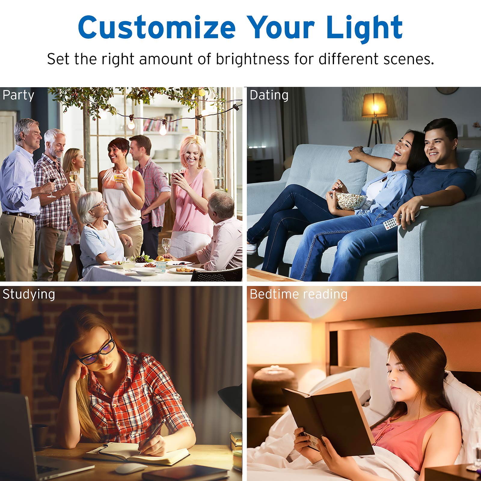 Etekcity ESL100 Smart Light Bulb, 9W (60W Equivalent), 806LM, 2700K, No Hub Required, 4 Pack