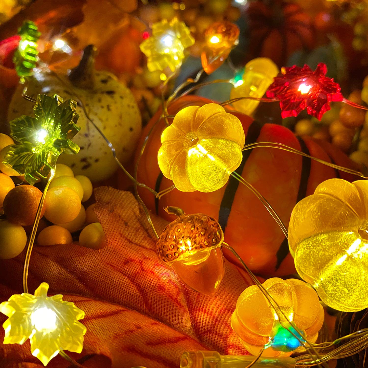 Turnmeon 30Led Pumpkin Lights - 10Ft Battery Powered Fall Decor For Thanksgiving, Indoor & Outdoor