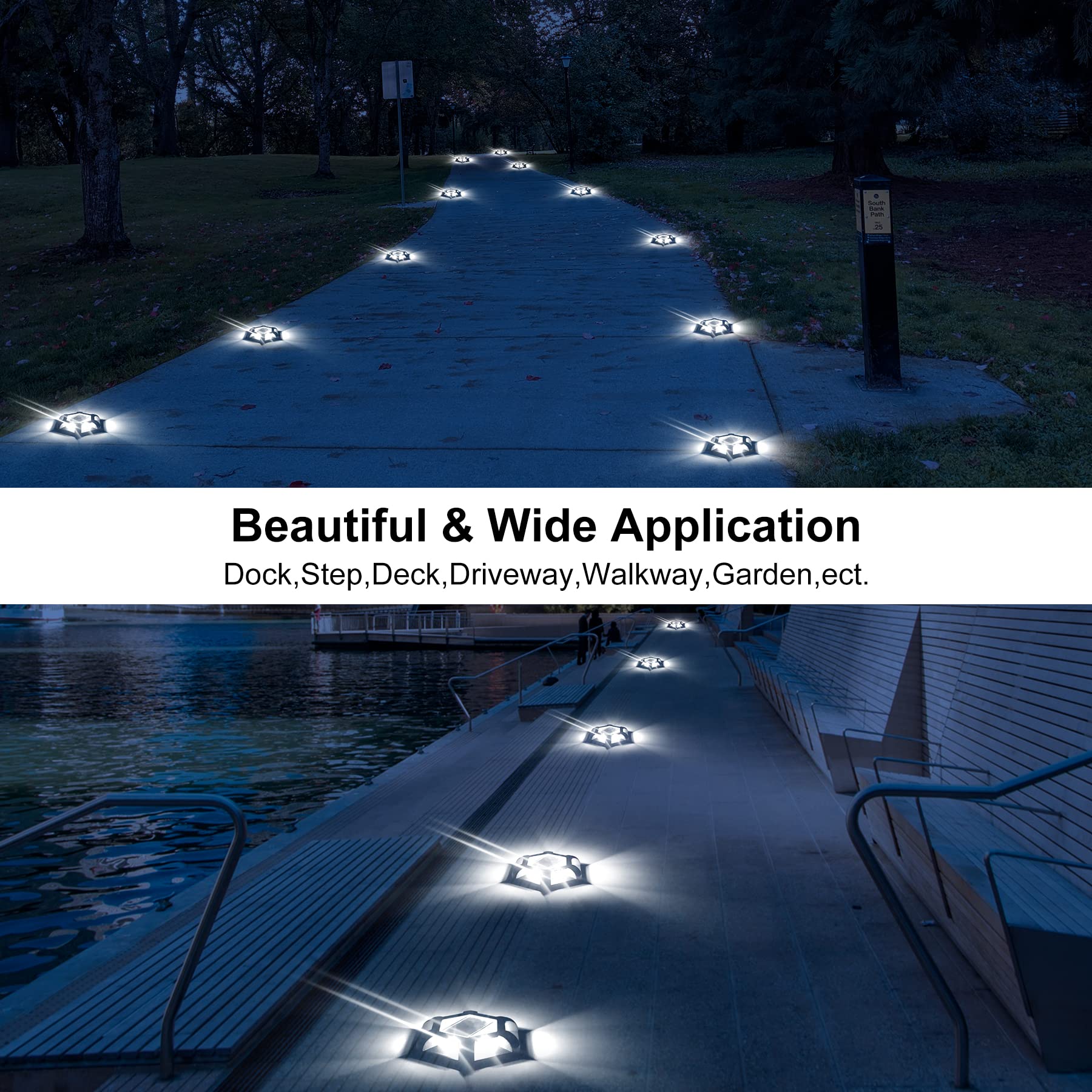 Crepow Solar Dock Lights - 8 Pack Waterproof Led Aluminum Step Lights For Driveway & Garden