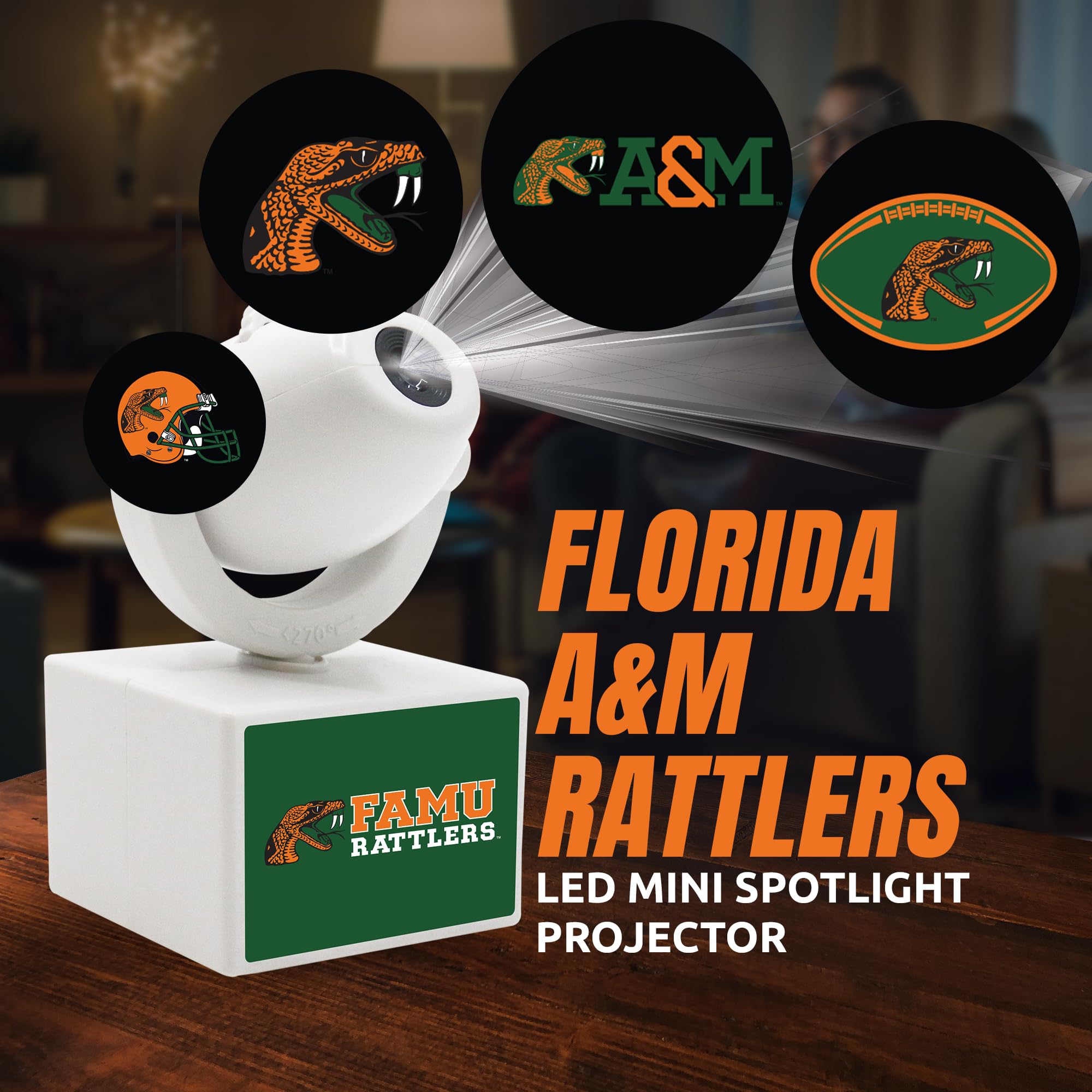 Sporticulture Ncaa American Football Oklahoma Sooners - Adjustable Led Mini Spotlight Projector With 6 Team Logo Designs - Portable & Rechargeable Spotlight - Battery-Operated - 4.375” X 3.125”