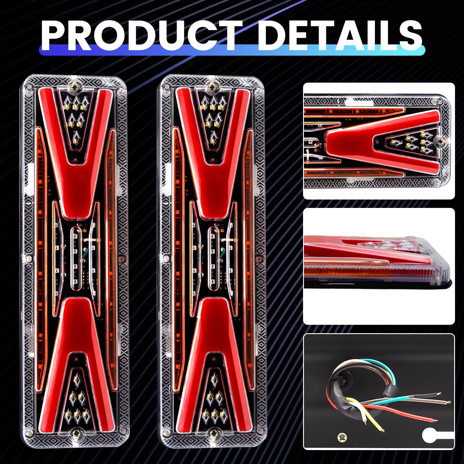 Xuzimaoyi Trailer Light Kit, Led Trailer Light Kit 24V Waterproof Brake Reverse Turn Signal Light Led Trailer Tail Light For Tru
