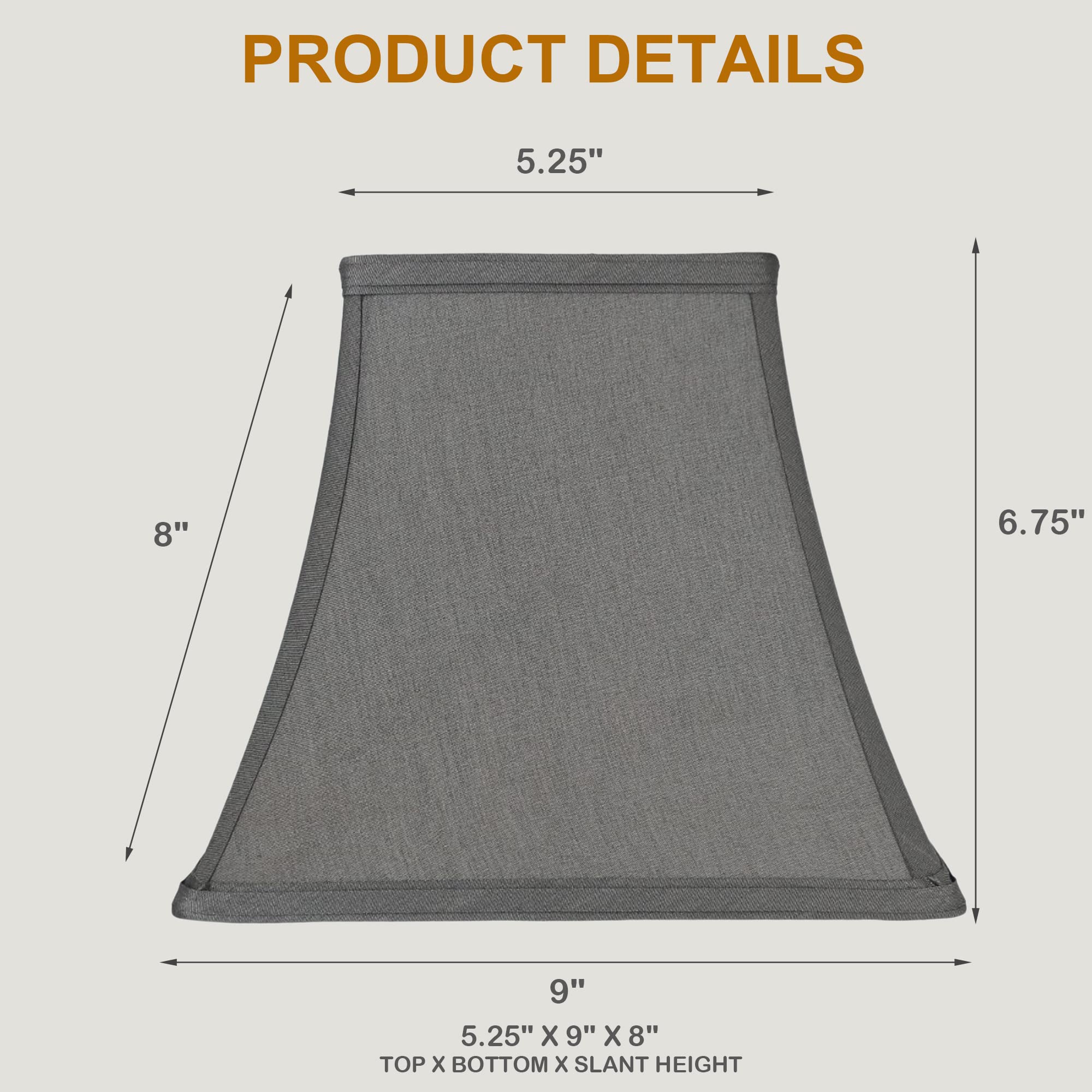 Urbanest Softback Bell Lampshade, 5.25x9x8in, Gray Faux Silk, Spider Design
