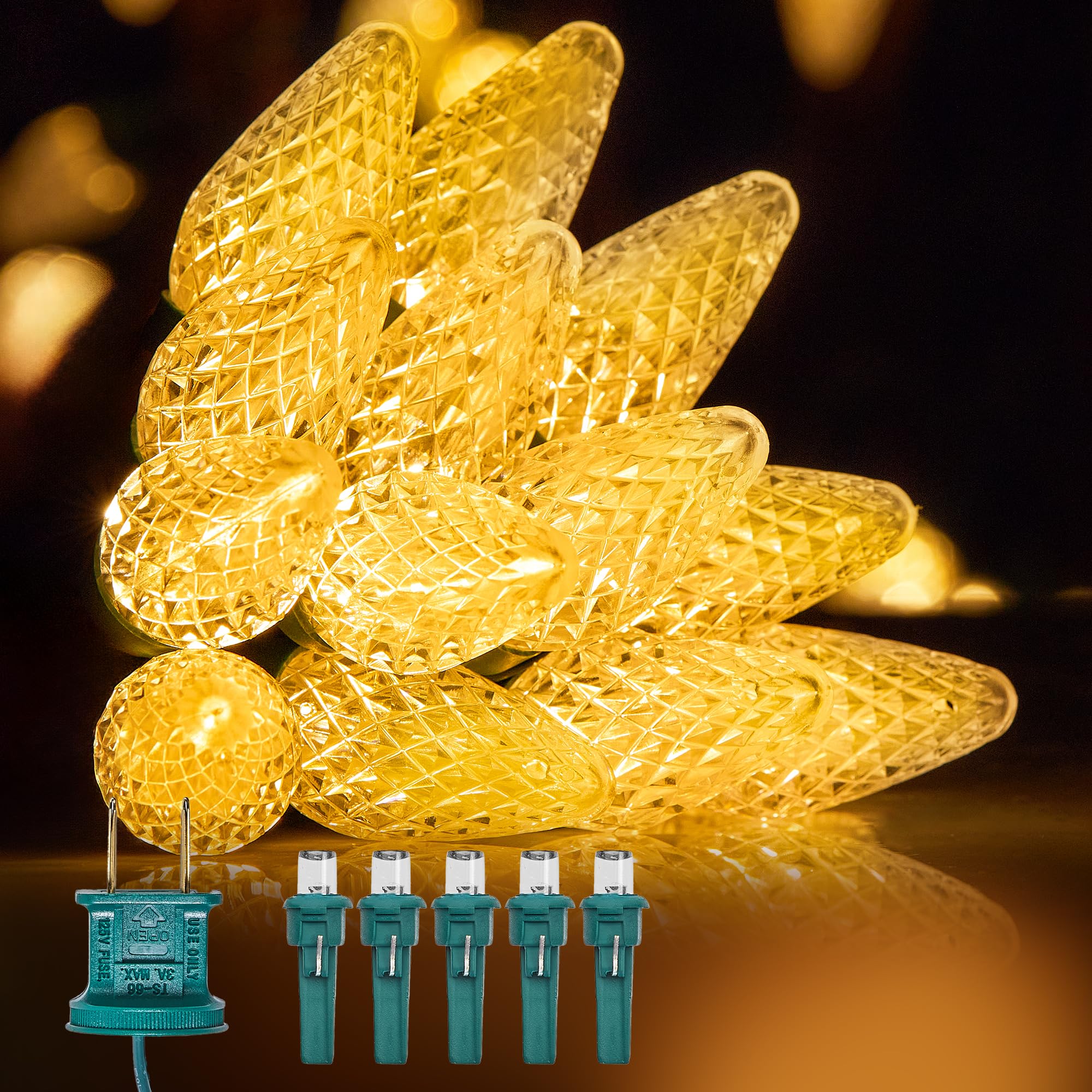 C9 LED Christmas Lights Outdoor  97ft 150 LED Waterproof Strawberry Christmas Decorations String Lights  Plug in Vintage Christmas Tree Lights for Outside  Roof  Patio  Wedding  Party  Warm White