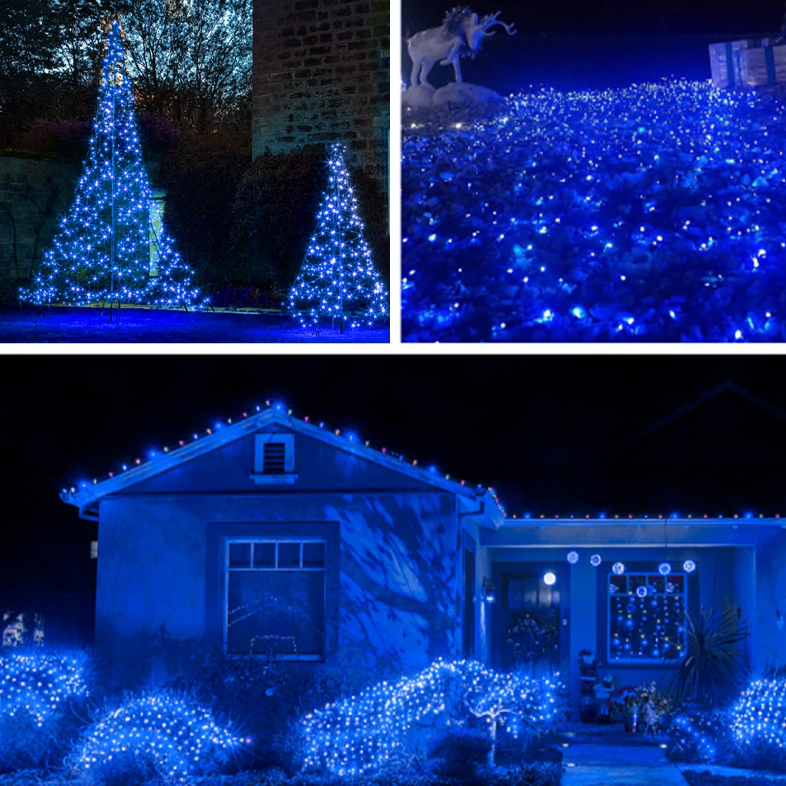 Suddus 33Ft 100 Led Outdoor String Lights, Blue Fairy Lights Battery Operated With Remote, Led Twinkle Lights For Bedroom, Backyard, Wedding, Tree, Mason Jar, Wall, Centerpiece, Christmas