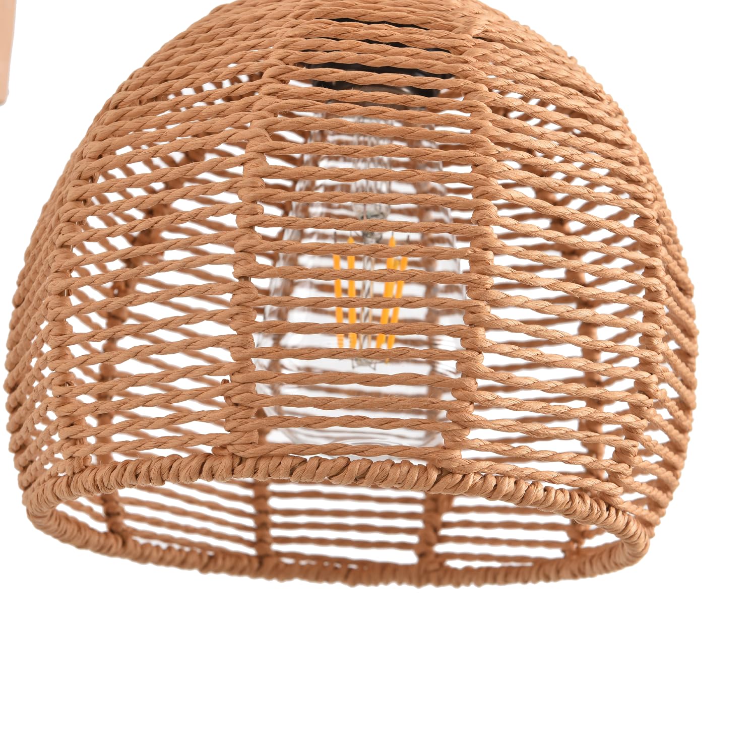 CAFULAM Wicker Wall Sconce - Hand Woven Rattan Plug-in Lamp, Rustic Boho Design, 7.87" Color: Natural, Model WPGSCN, Perfect for Living