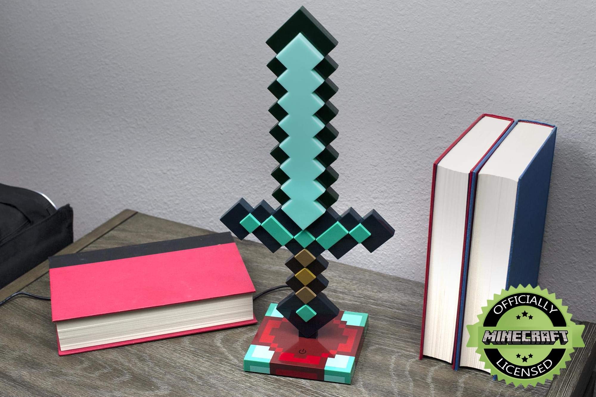 Minecraft Diamond Sword 14 Inch Usb Desk Led Night Light - Decorative, Fun, Safe & Awesome Bedside Mood Lamp Toy For Baby, Boys, Teen, Adults & Gamers - Best For Home'S Bedroom, Living Room Or Office