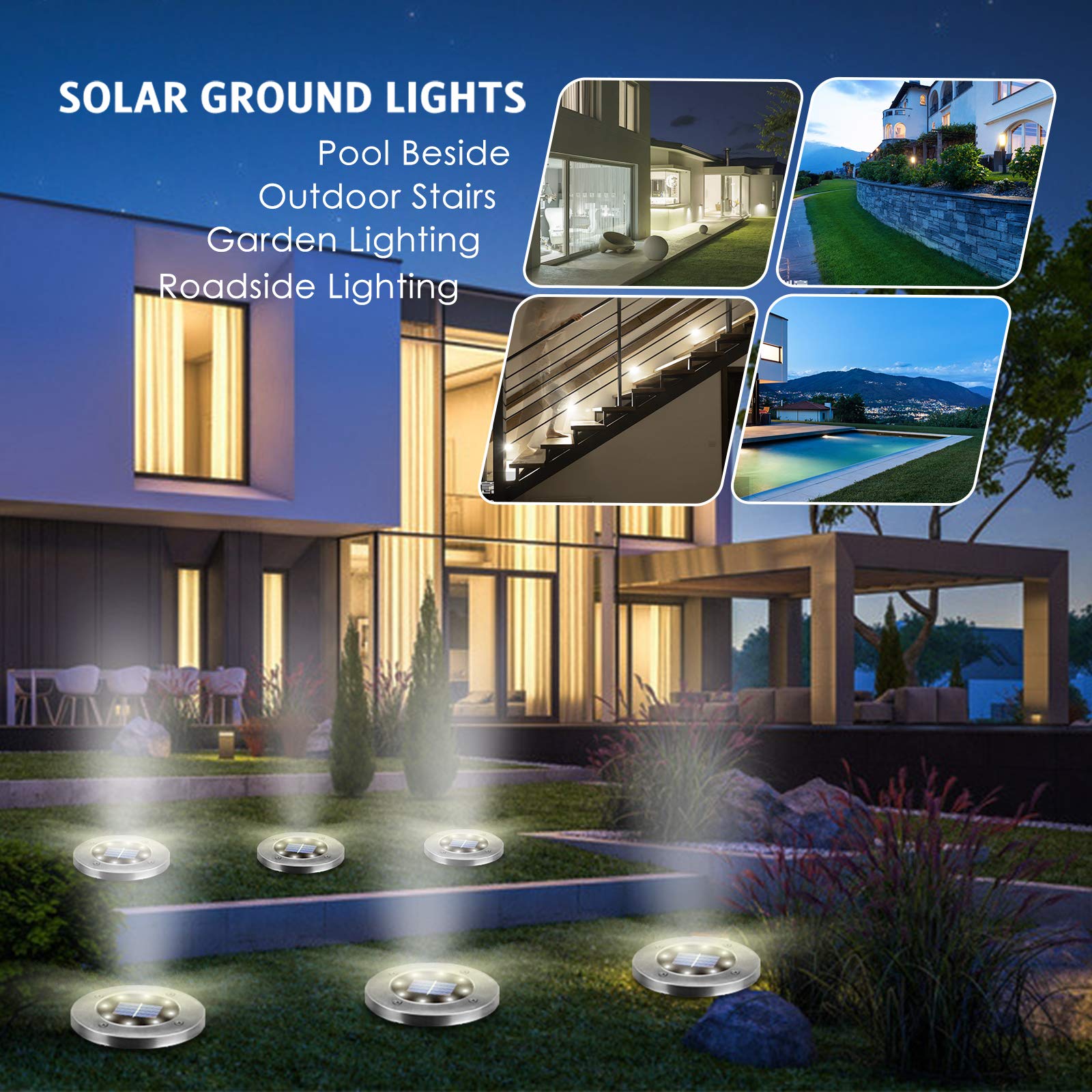 Oulonger Solar Ground Lights 16 Packs, Garden Outdoor Waterproof Pathway Bright In-Ground Landscape Lights For Patio, Lawn, Yard