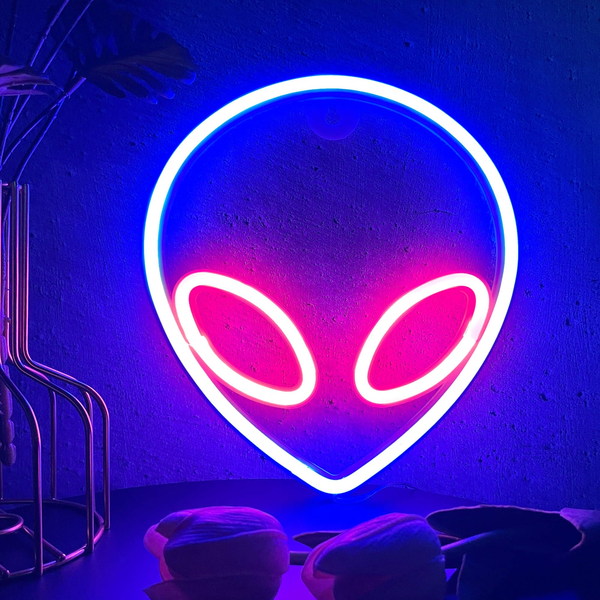 Vifulin Alien Neon Sign - Blue & Pink Led Light, Usb/Battery Powered For Party & Home Decor