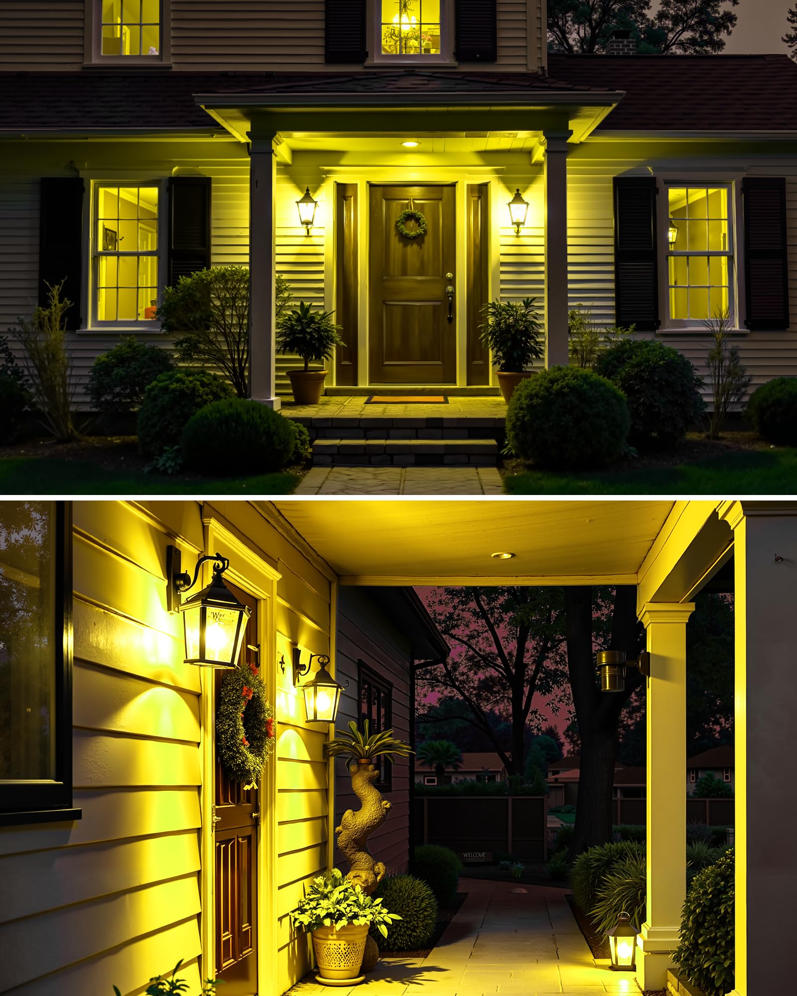 Flaspar 2 Pack A15 LED Yellow Bug Light Bulbs, 5W Amber, E26 Base, 40W Equivalent, Non-Dimmable for Indoor & Outdoor Use