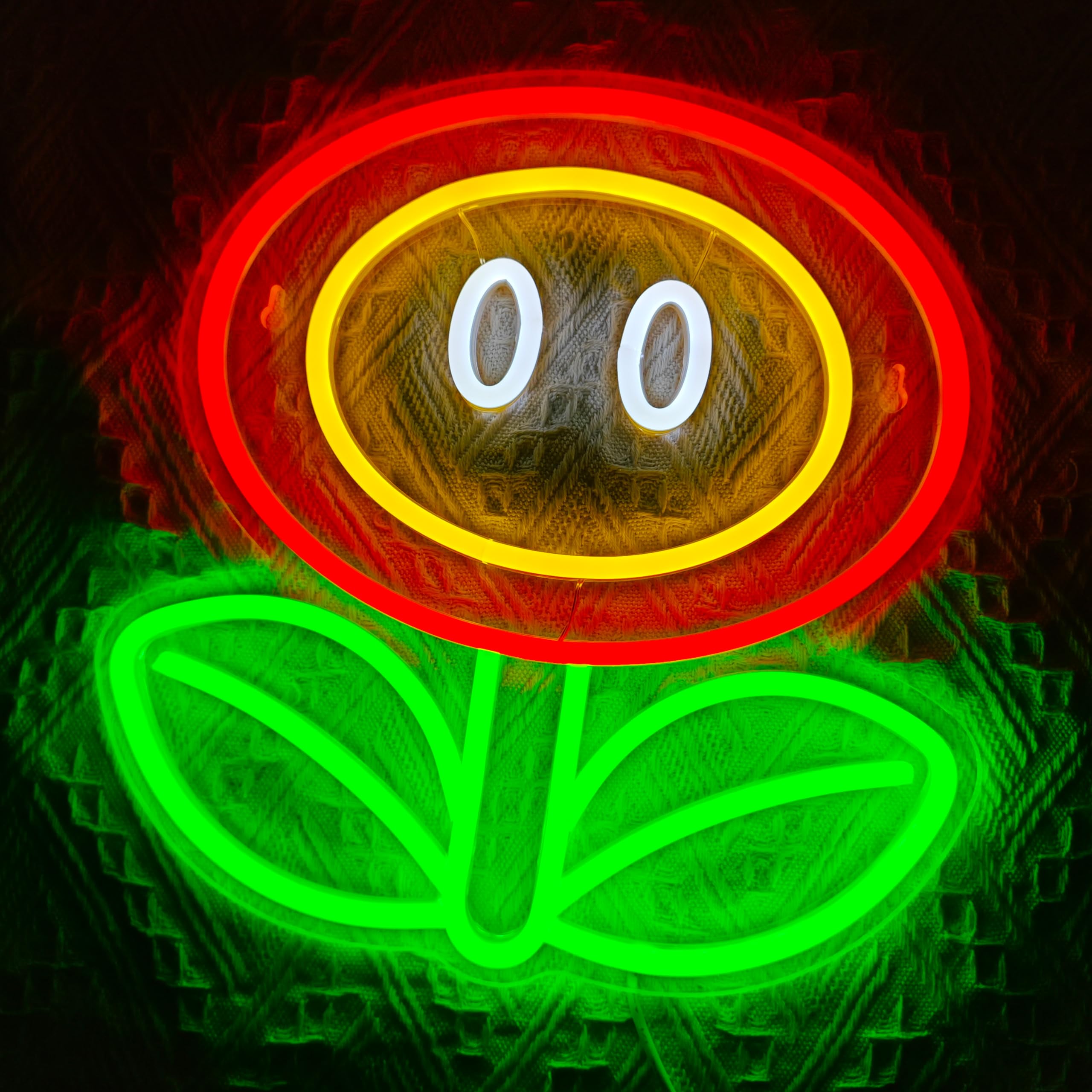 VIKLIU Fire Flower Neon Sign, Dimmable Acrylic Wall Decor, 11.81x11.3 inches, Model MLAHH-01, Perfect for Gamer Room, Bedroom, Party