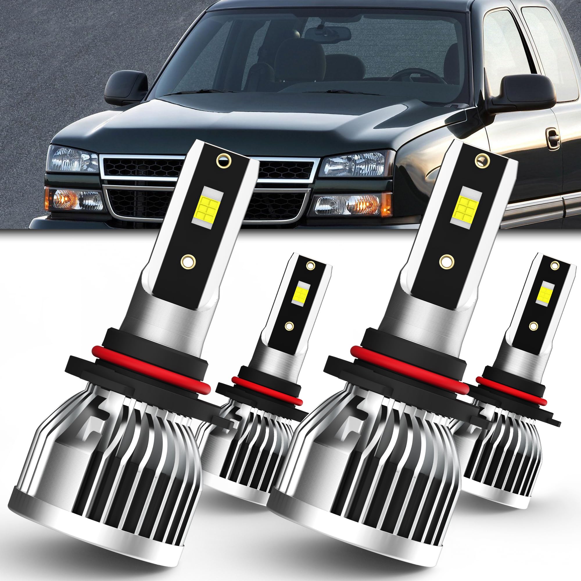 AMXTOBUB Compatible with 1995-2006 Chevy Tahoe Lights Bulb high and Low Beams, Pack of 4