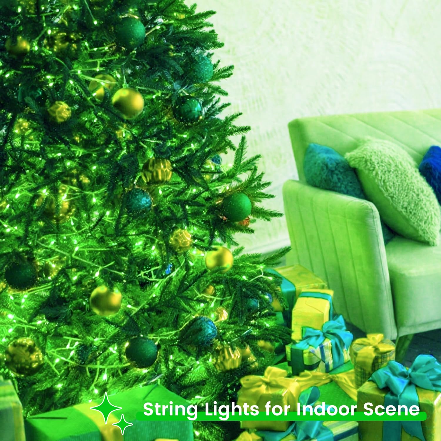 2 Pack Christmas String Lights Battery Operated With Timer  66Ft 200 Led Waterproof Twinkle Lights  8 Modes Fairy Light For Indoor And Outdoor Bedroom Garland Tree Christmas Decorations (Green)