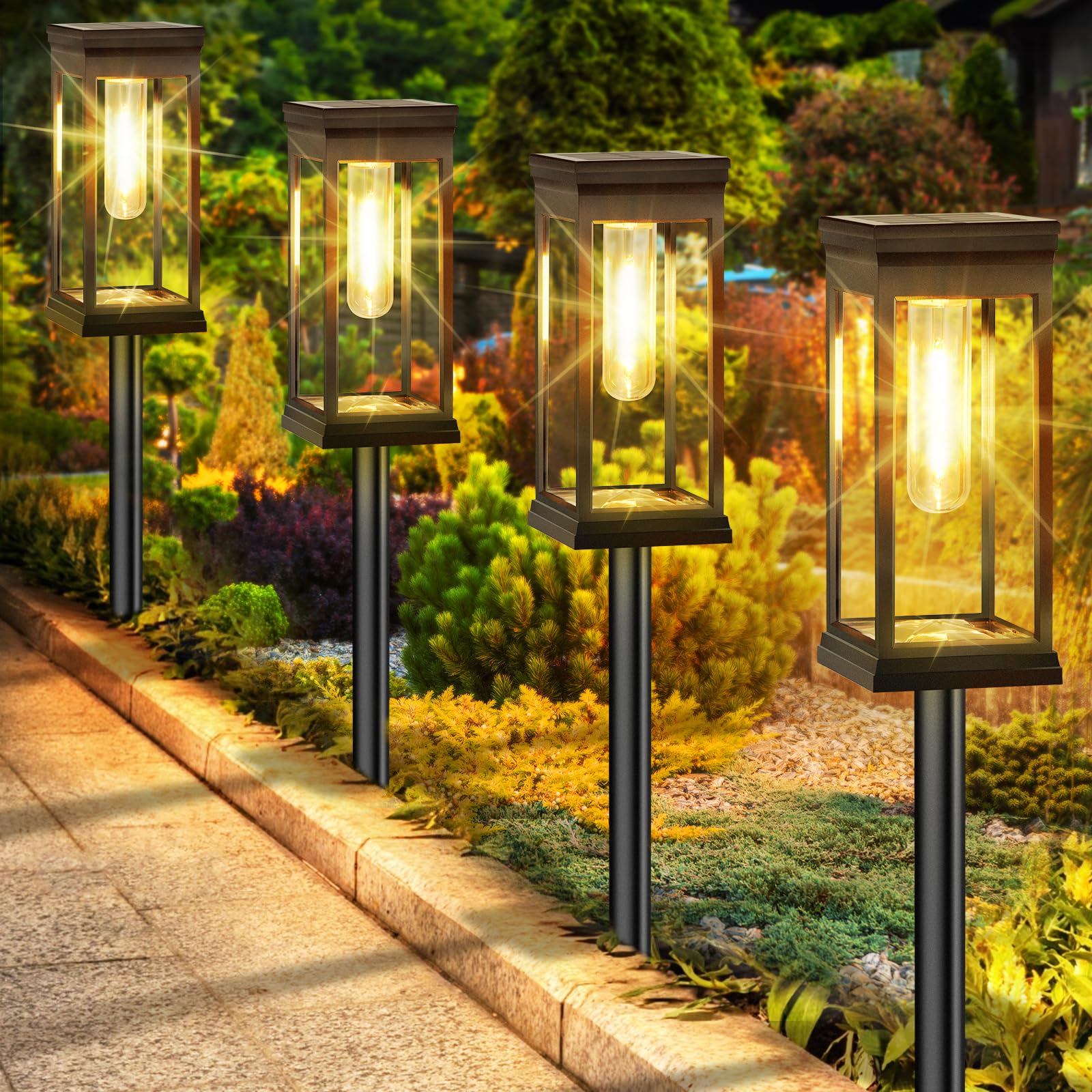 BesLowe ?Upgraded? Solar Pathway Lights Outdoor, 12-Pack Large LED Solar Light Outdoor Waterproof, Super Bright Outside Lights f