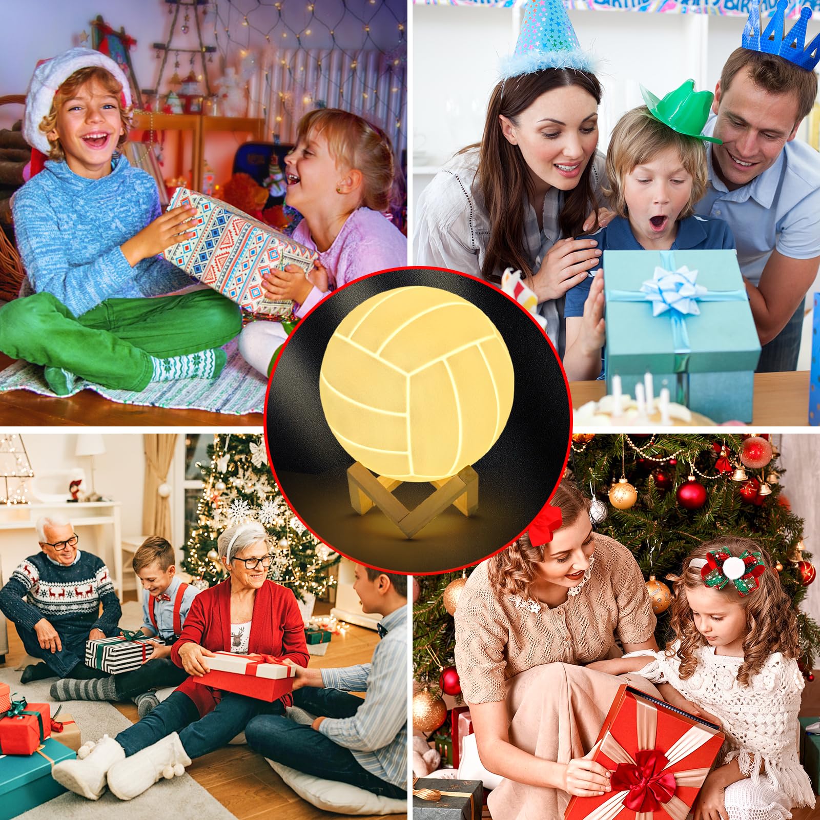 Mydhall 3D Night Light Volleyball Lamp, Remote Control, 16 Colors, 7.1 inches, Plastic, Model VL-15, Great for Sports Fans