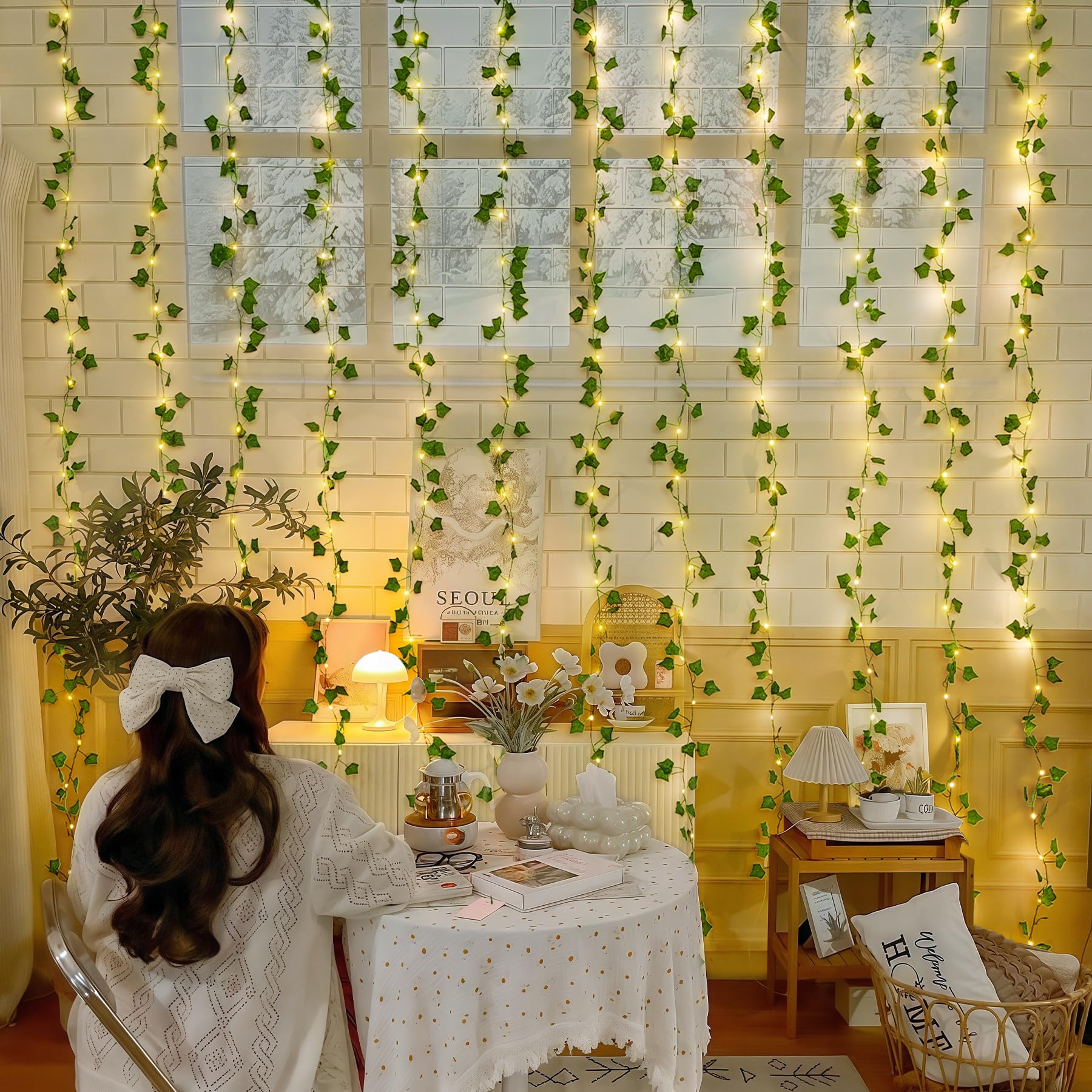 JMEXSUSS Fairy Lights with Vines, 300 LED, 9.8ft x 9.8ft, Warm White, Remote Control, Model EXS-C-0300-R,