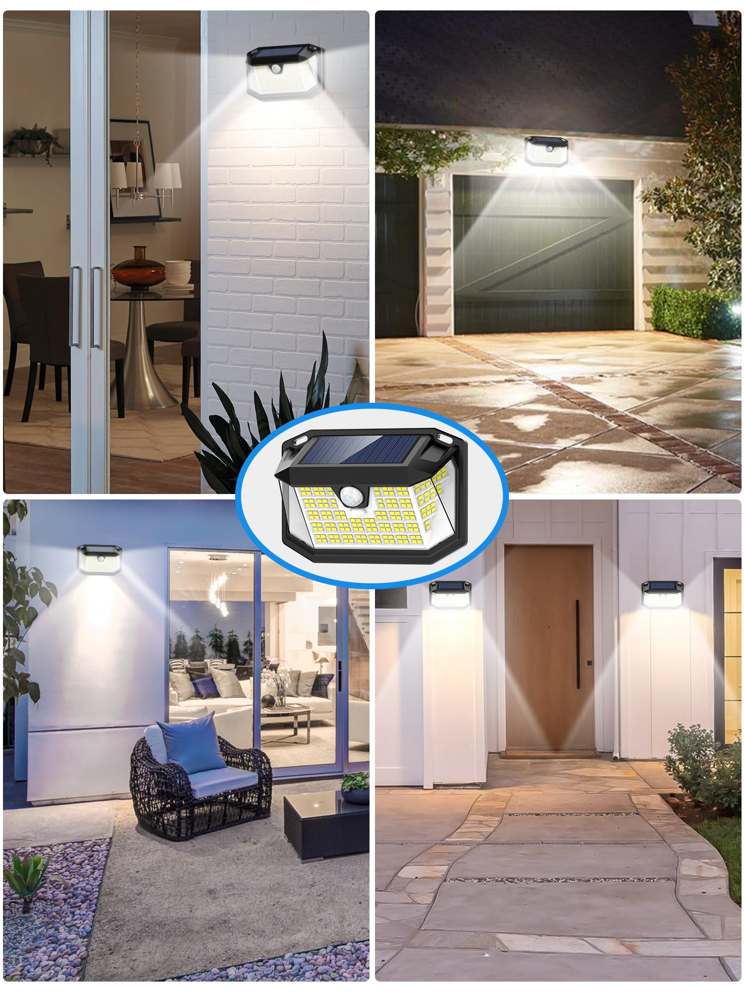 LANSOW Solar Motion Lights Outdoor 6 Pack, 188 LED, 3 Modes, IP65 Waterproof, White Light, Model LSMLO6P