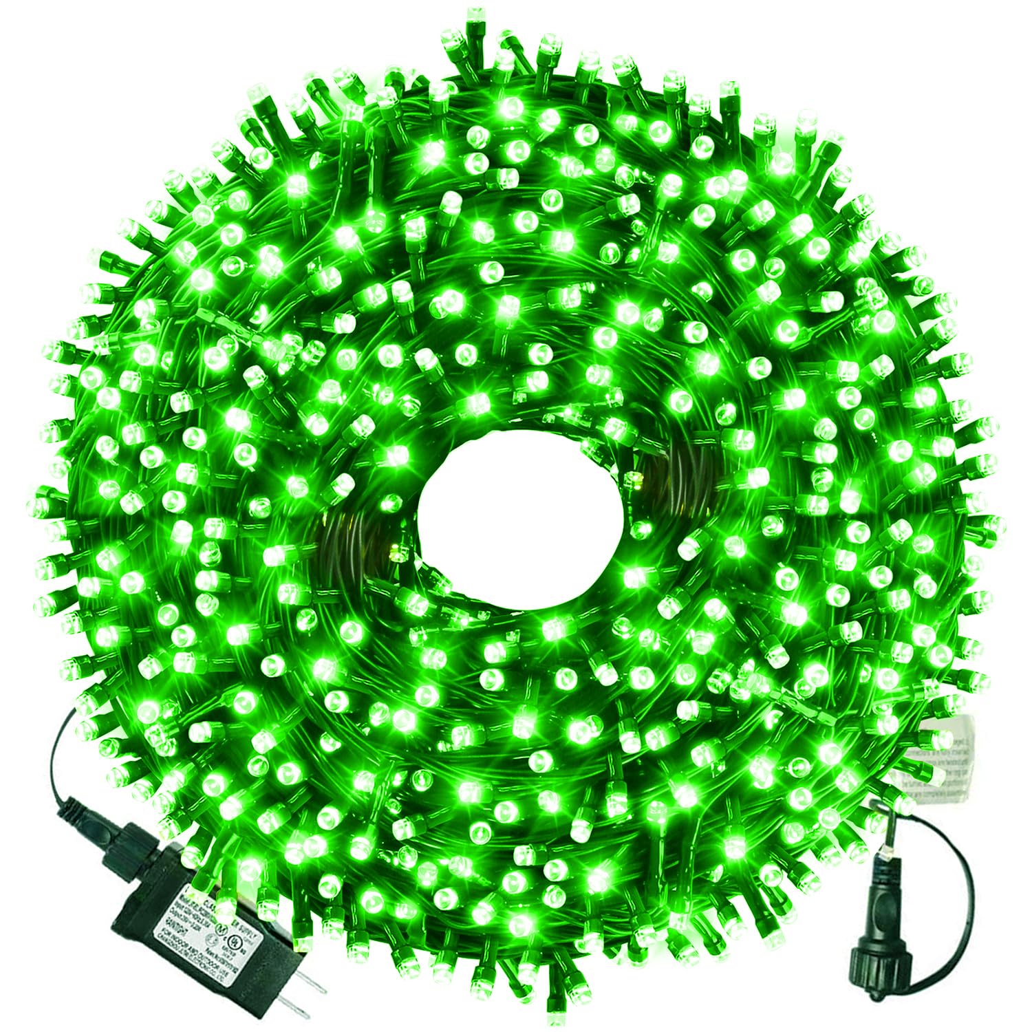 XTF2015 105ft 300 LED Christmas String Lights, End-to-End Plug 8 Modes Christmas Lights - UL Certified - Outdoor Indoor Fairy Lights Christmas Tree, Patio, Garden, Party, Wedding, Holiday (Green)