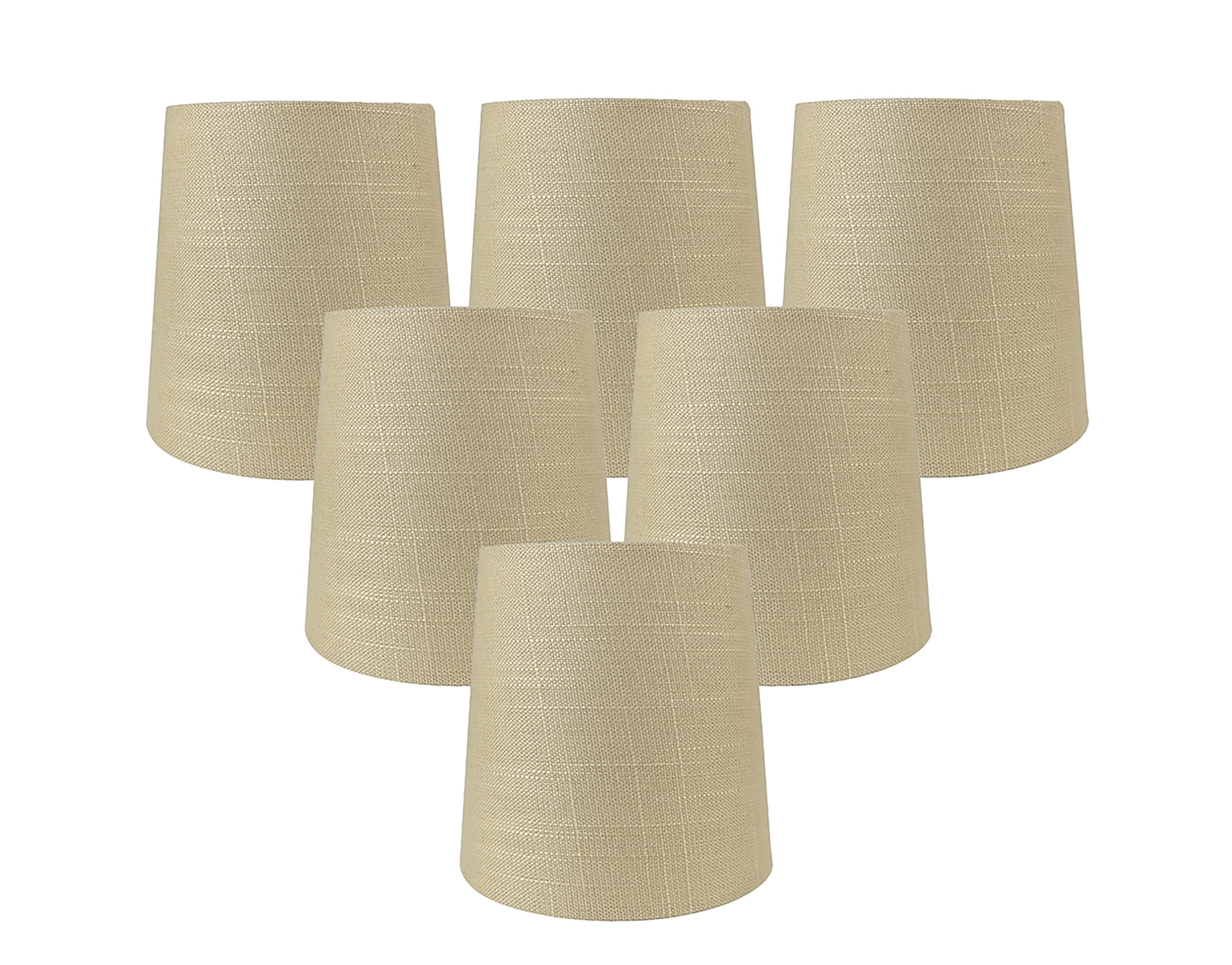 Meriville Set Of 6 Maize Linen Clip On Chandelier Lamp Shades, 4-Inch By 5-Inch By 5-Inch