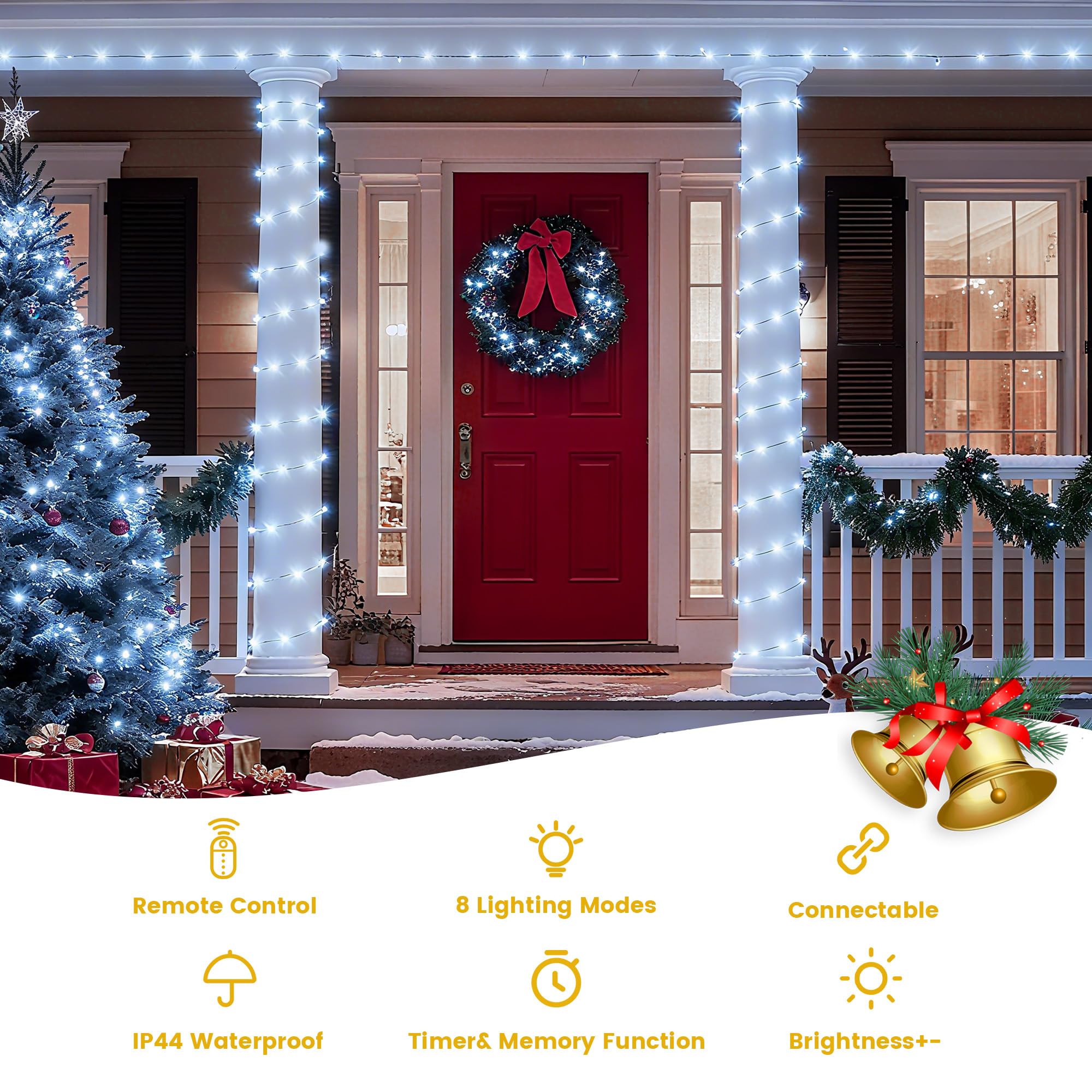 Banbanjo Christmas String Lights Indoor Outdoor Clear Wire  500 Led 164Ft White Christmas Lights Outdoor For Bedroom 8 Mode  Twinkle Fairy Light Plug In For Home Wedding Tree Yard Patio Decorations