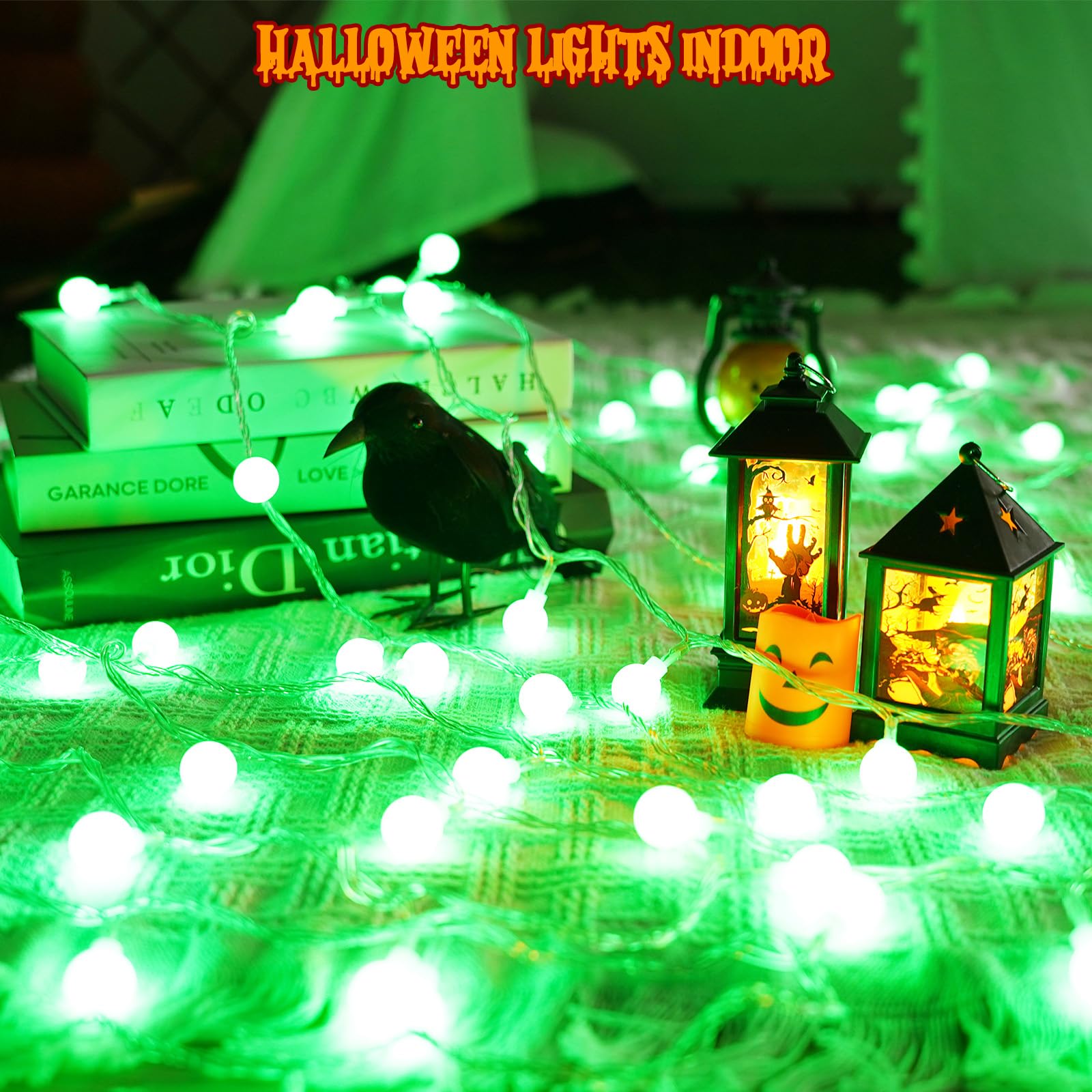 LORRYTE Connectable Green Christmas Lights - 100 LED Globe String Lights, 43FT, Waterproof, 13 Modes, Indoor/Outdoor Decor