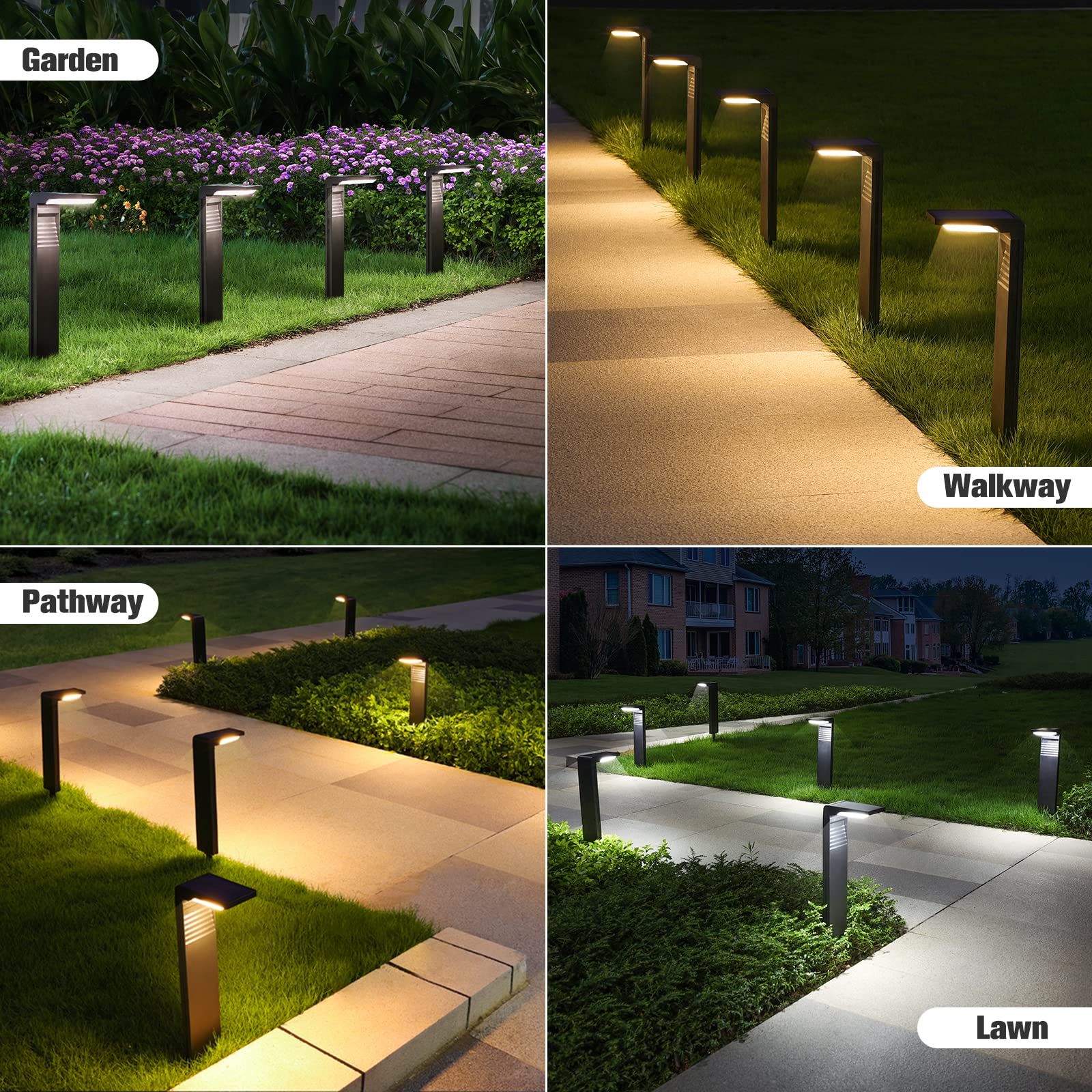 Jofios Solar Pathway Lights 6Pack With Warm White And Cool White Mode, Modern Solar Path Lights Outdoor Waterproof, Perfect Sola
