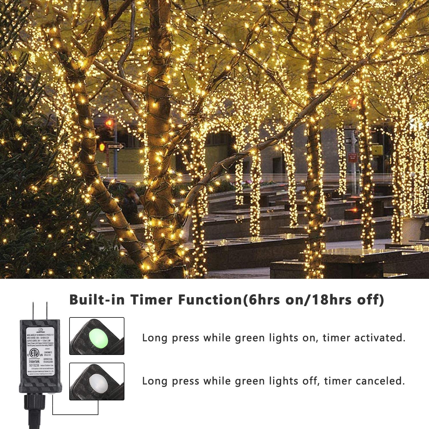 Joomer Christmas Lights 100Ft 300 Led String Lights With 8 Modes Timer Connectable Waterproof Plug-In Fairy Lights For Home, Garden, Party, Holiday, Tree, Christmas Decorations (Warm White)