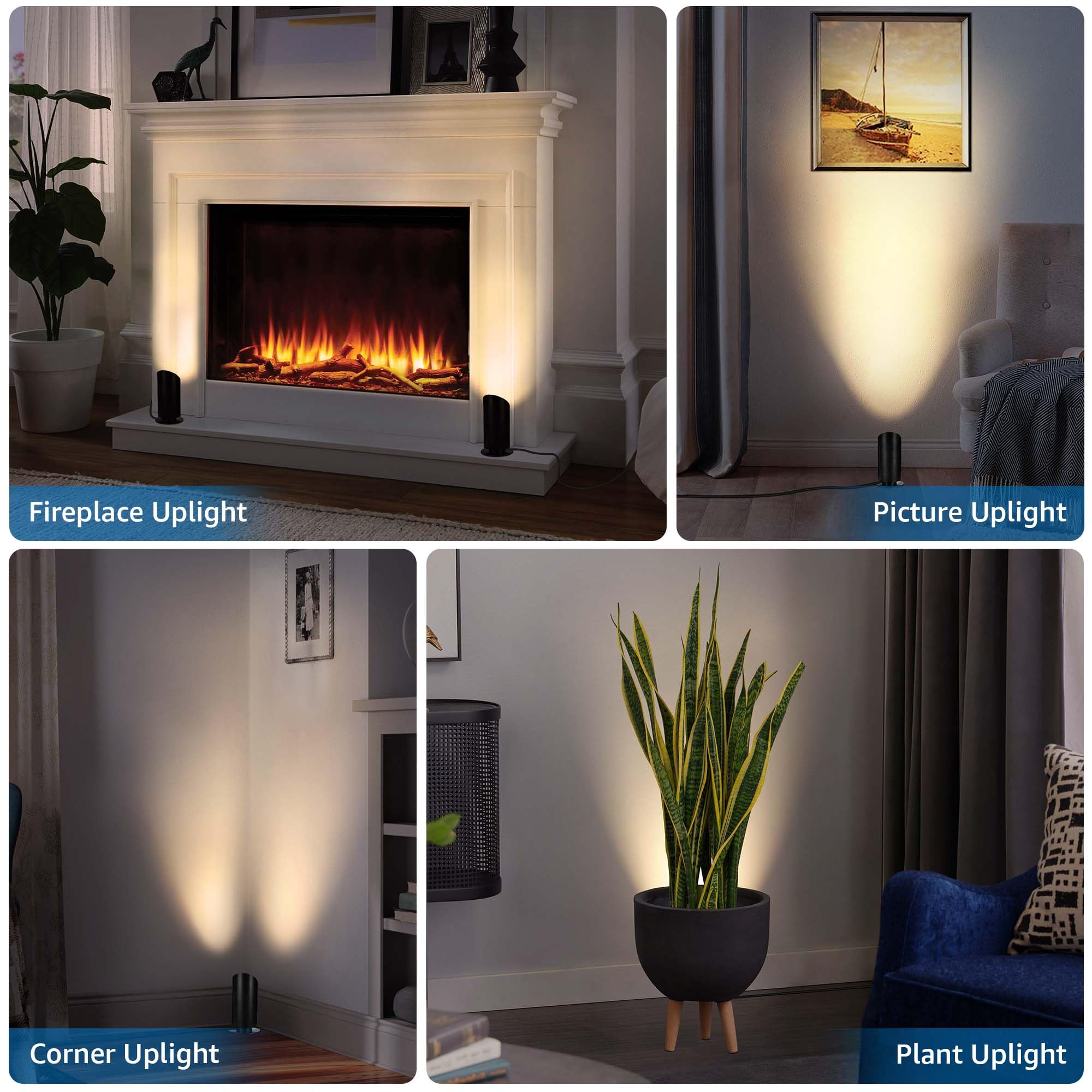 Sunvie 2 Pack Uplighting Indoor Floor Can Light, Uplights Indoor Floor Up Lighting Indoors With 2700K Gu10 Bulbs 5W Up Lights In