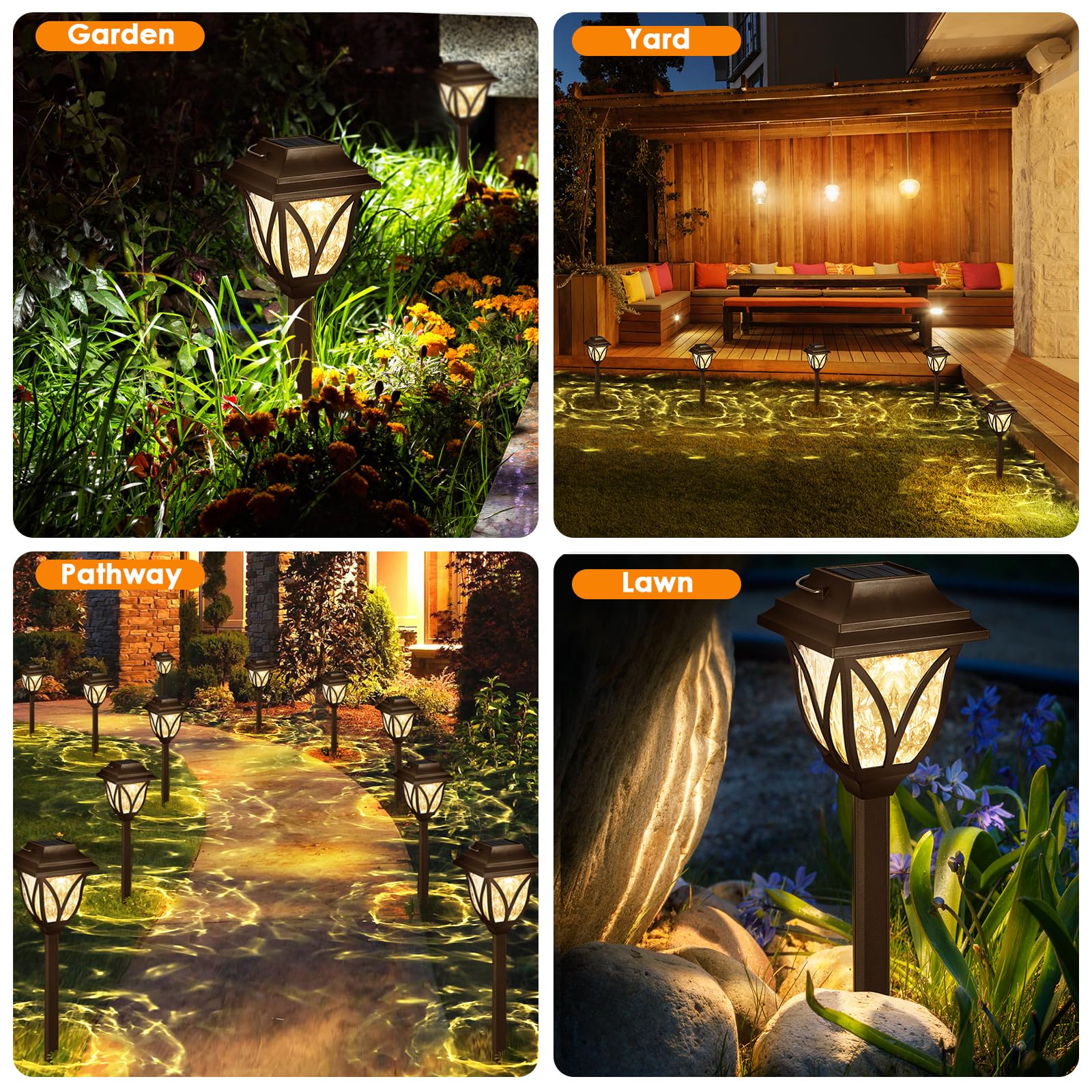 8 Pack Solar Lights Outdoor Waterproof Solar Garden Lights, Solar Lights For Outside With Warm Led Light, Solar Yard Lights Landscape Lighting For Yard Patio Lawn Walkway Driveway