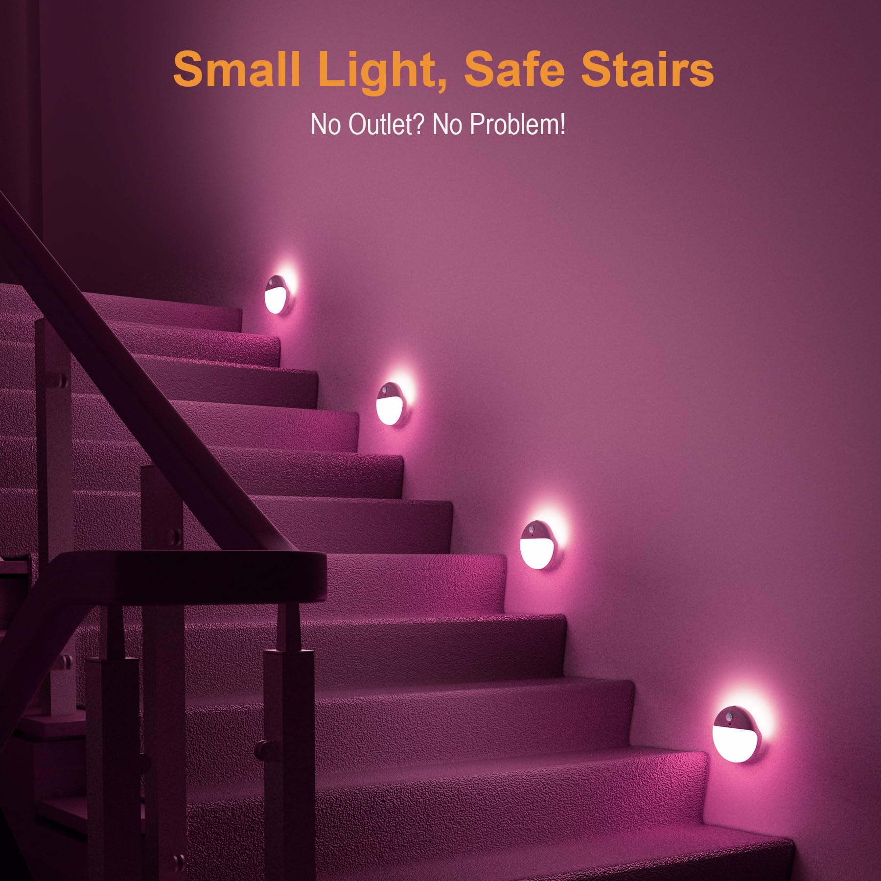 Yunlex 2 Pack Motion Sensor Night Light, 3 Lighting Modes, Battery-Powered Wardrobe Lights, Stick-Anywhere, Stepless Dimming, Pi