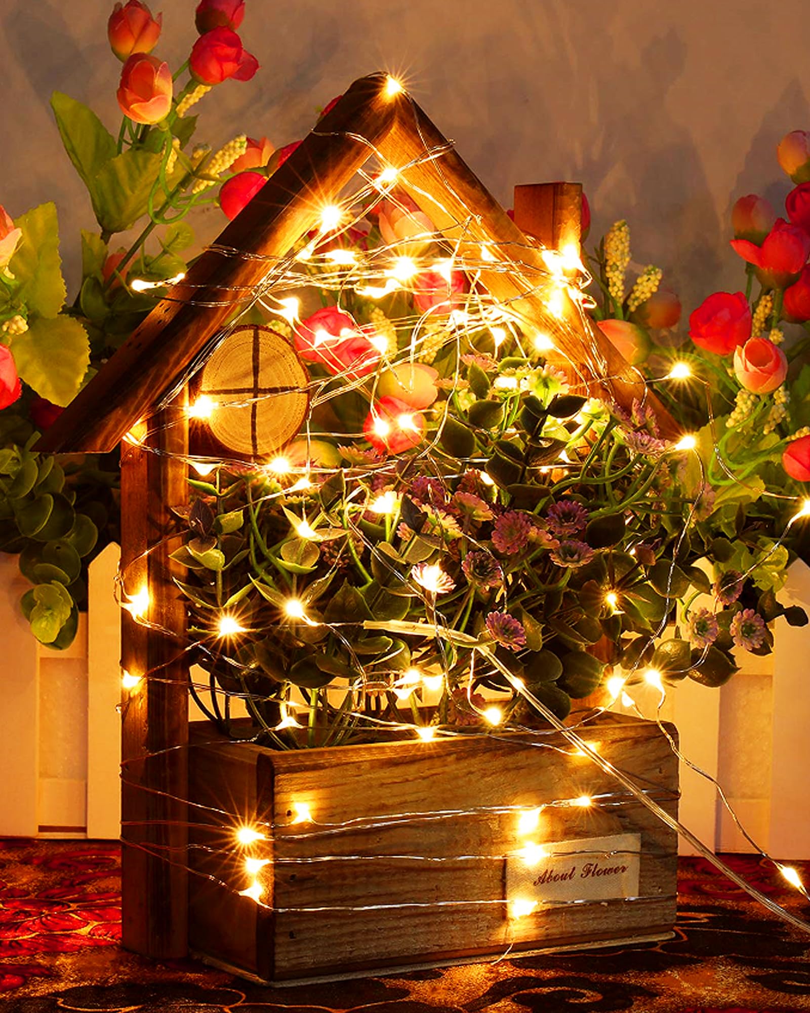 Blingstar Fairy Lights Battery Operated Christmas Lights 6 Pack 7Ft 20 Led Mini String Lights Silver Wire Mason Jar Lights Firefly Lights For Bedroom Wedding Birthday Party Centerpiece, Warm White