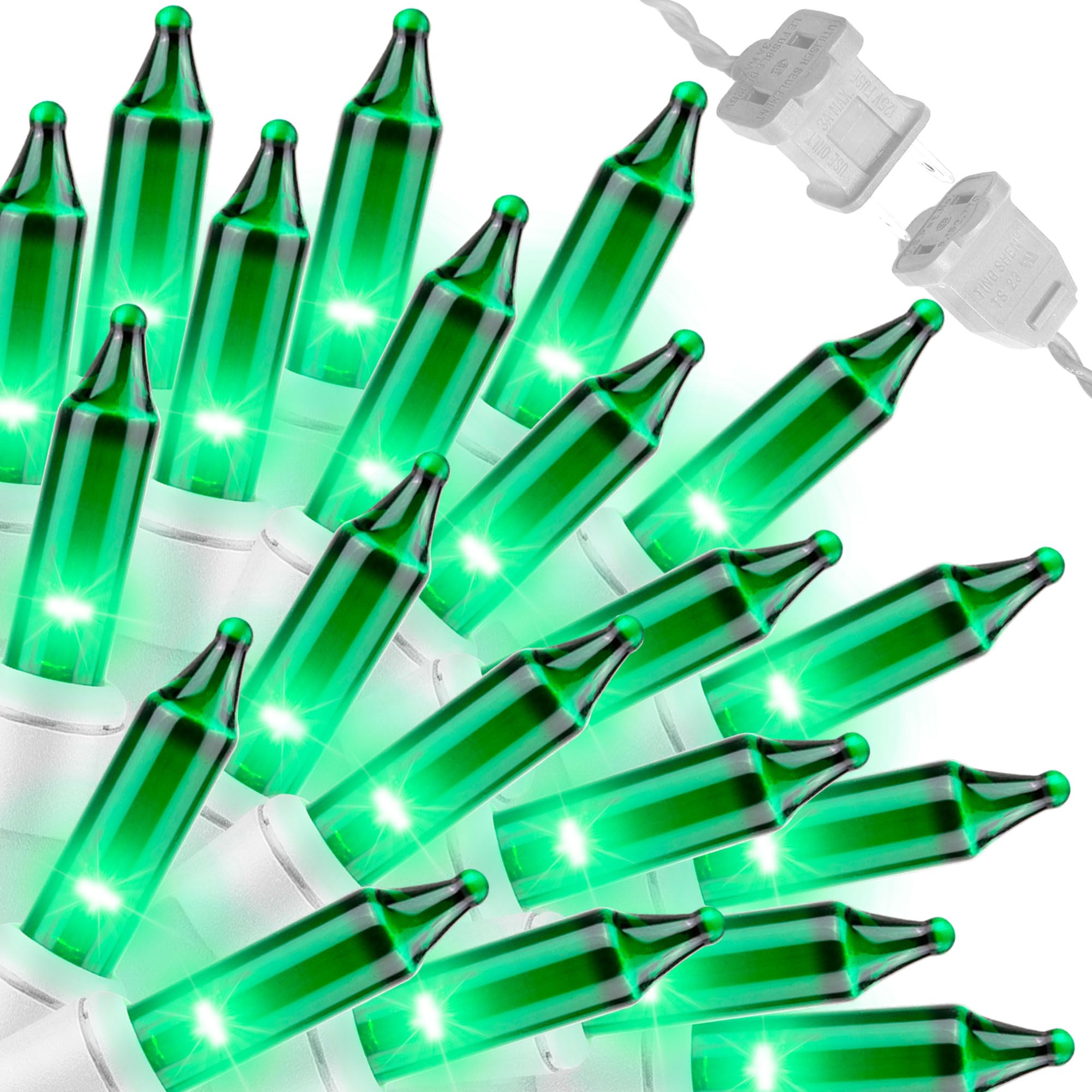 Lamphome Green St PatrickS Day Decorations Lights  100 Count 19.6 Feet Incandescent Bulb Mini String Lights For Indoor Christmas Tree Garland Birthday Wedding Party Festival Decoration  White Wire