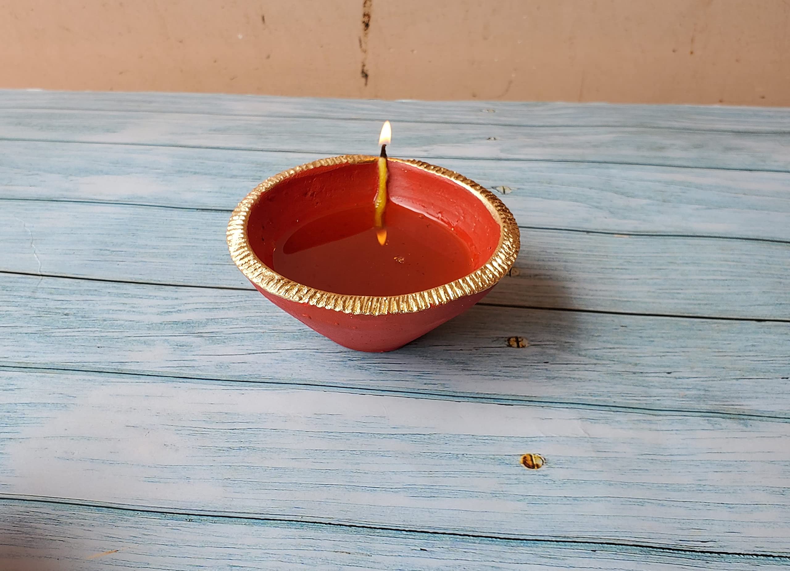 Pure Source India Terracotta Handmade Decorative Diya'S, 3 Inch, 6 Pieces, Multicolor